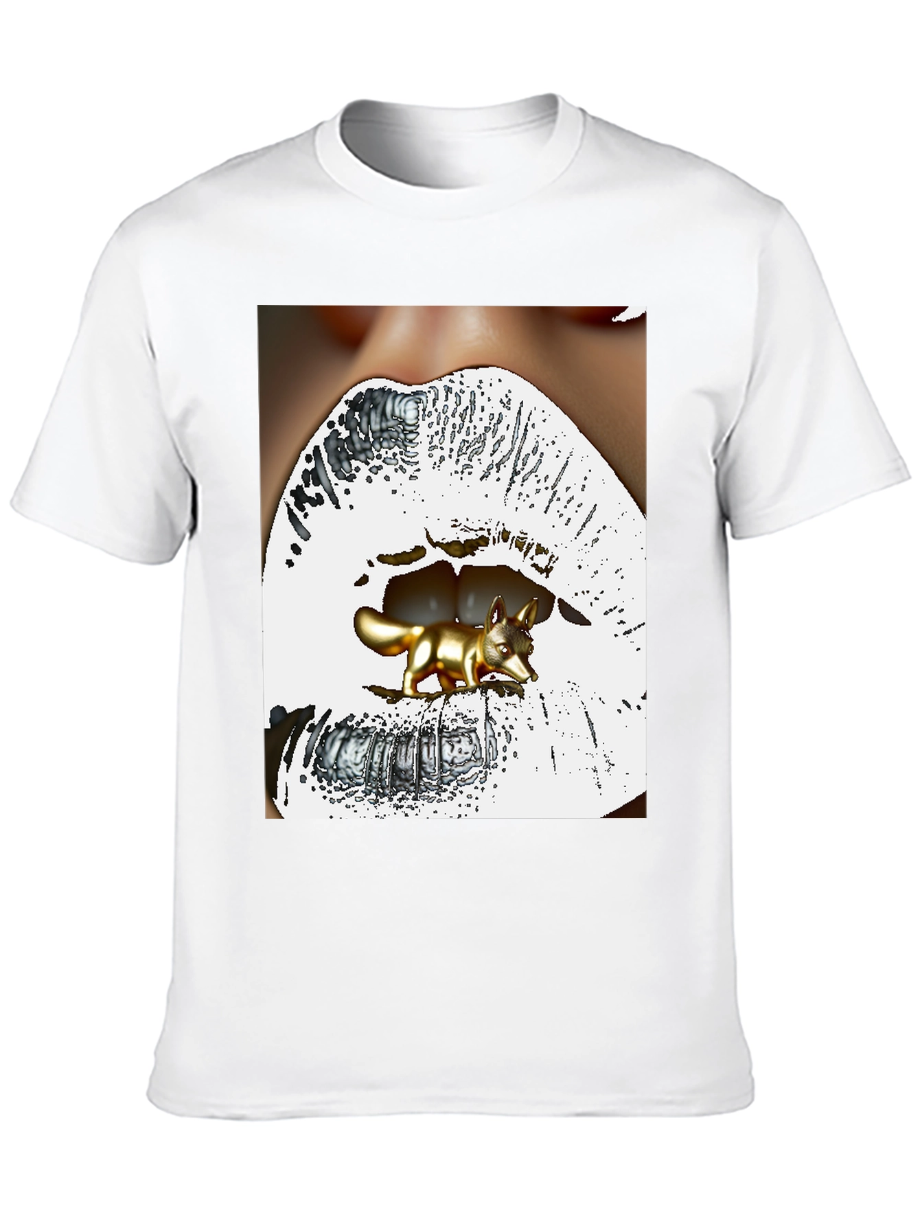 Surreal Fox Lips Graphic Tee - Unique Fashion Statement