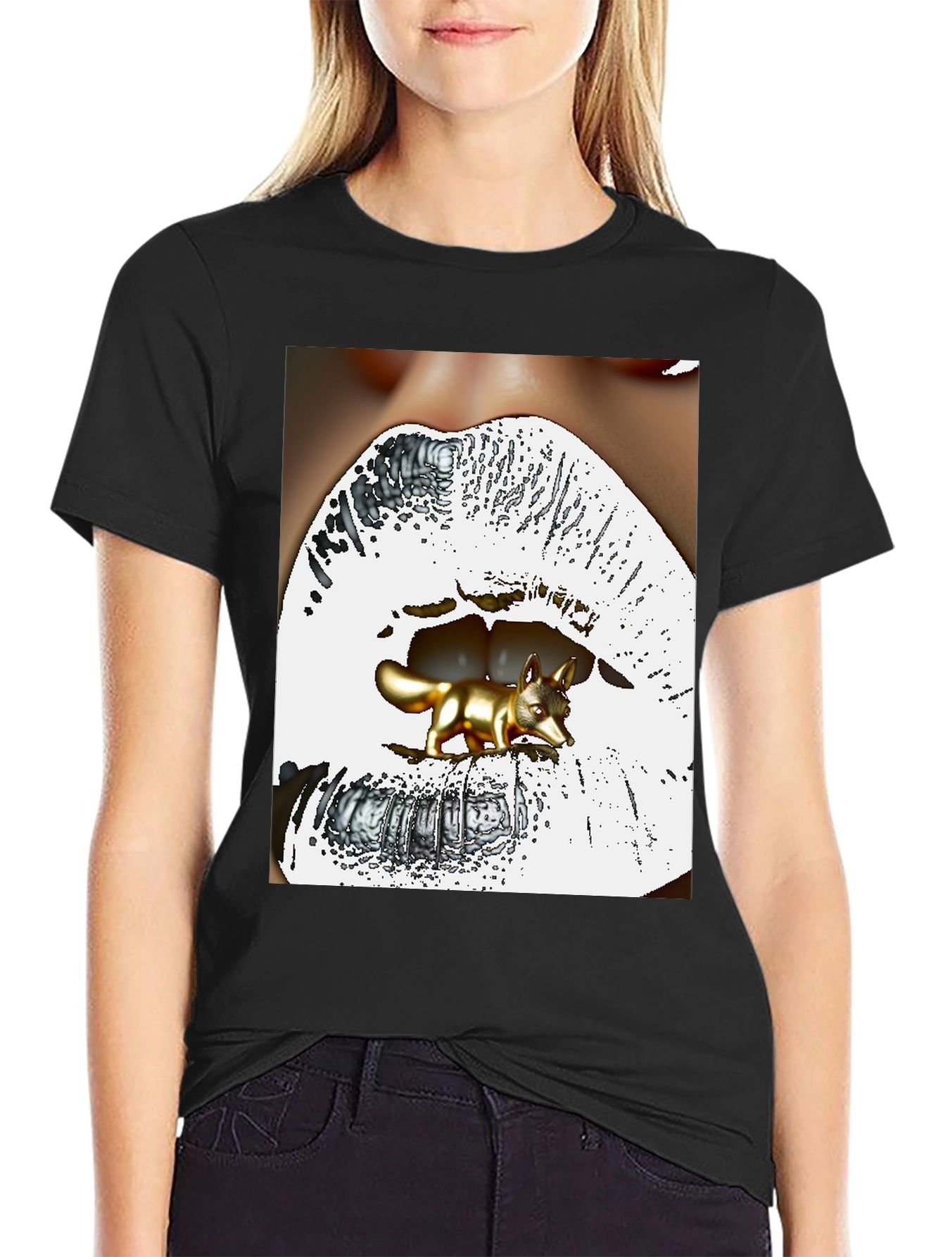 Surreal Fox Lips Graphic Tee - Unique Fashion Statement
