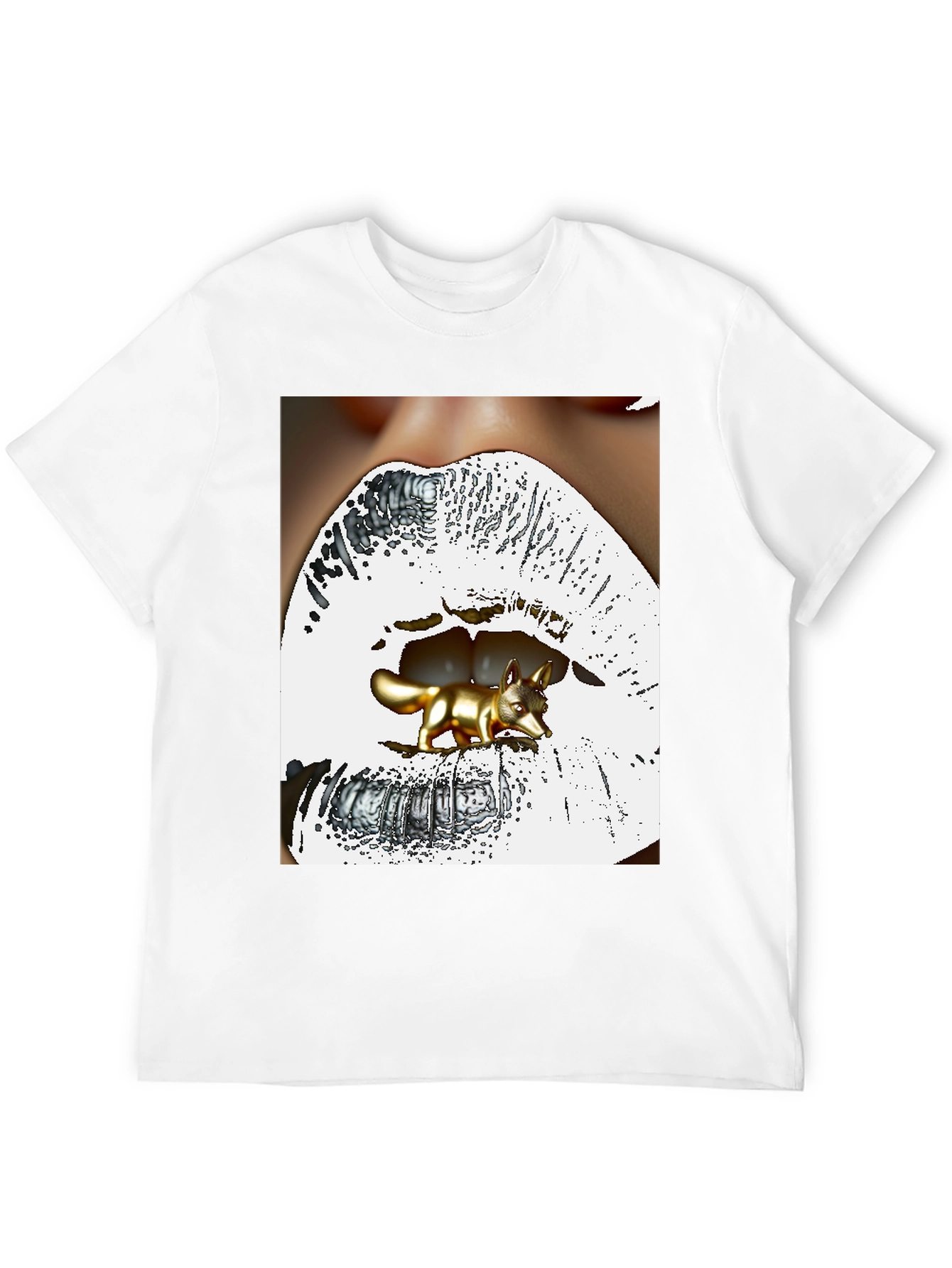 Surreal Fox Lips Graphic Tee - Unique Fashion Statement