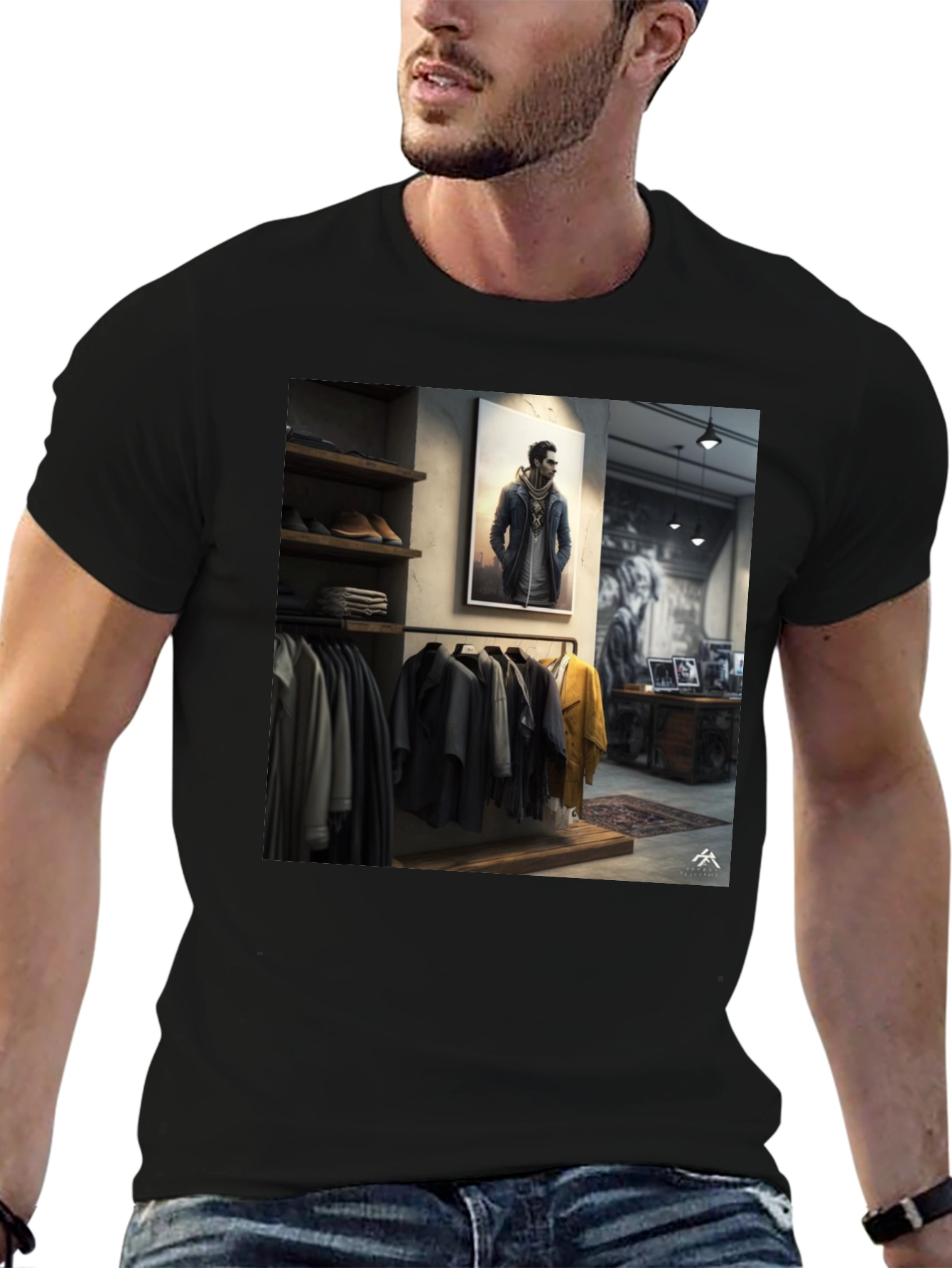 Modern Style Black Graphic Tee