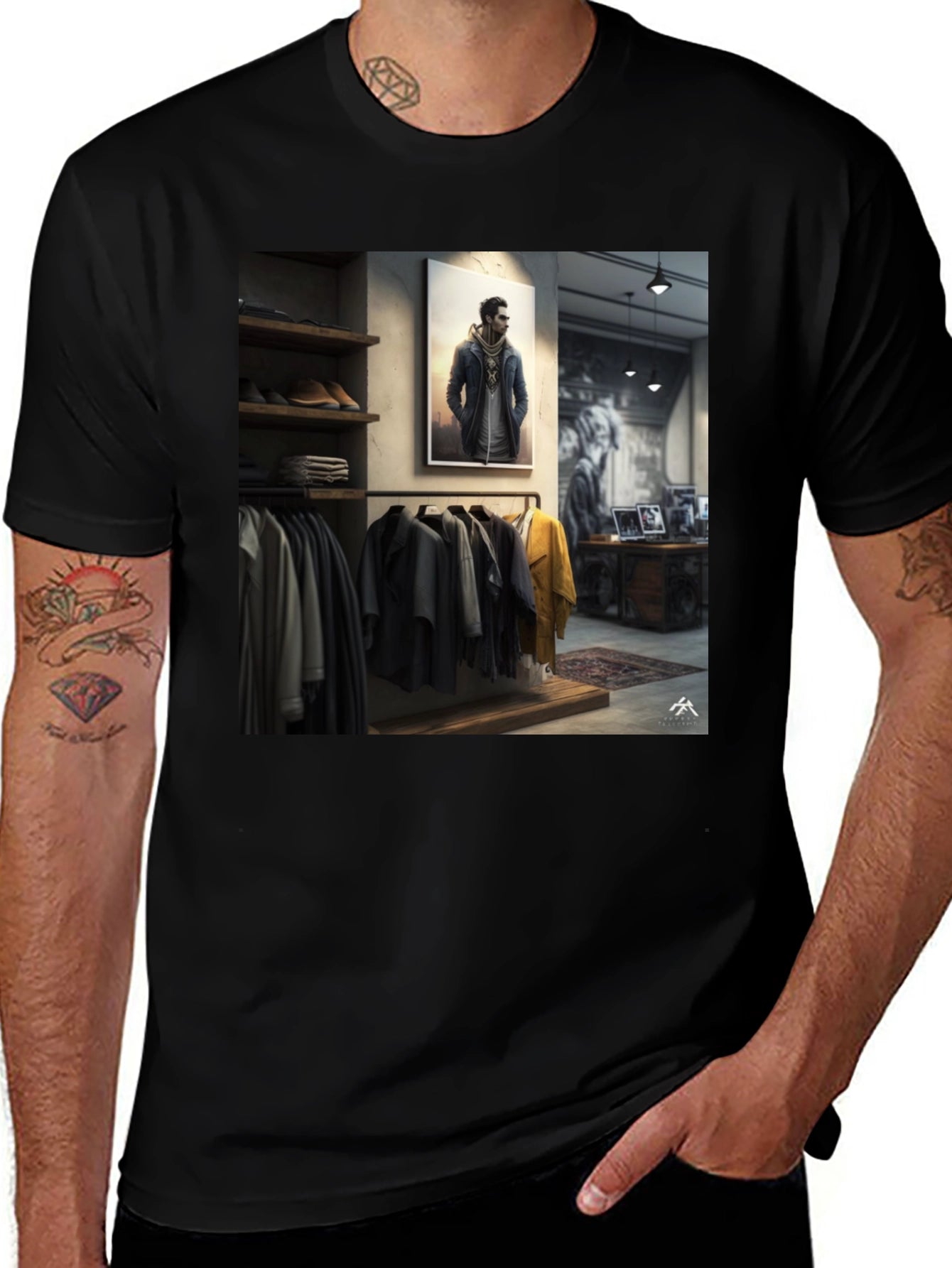 Modern Style Black Graphic Tee