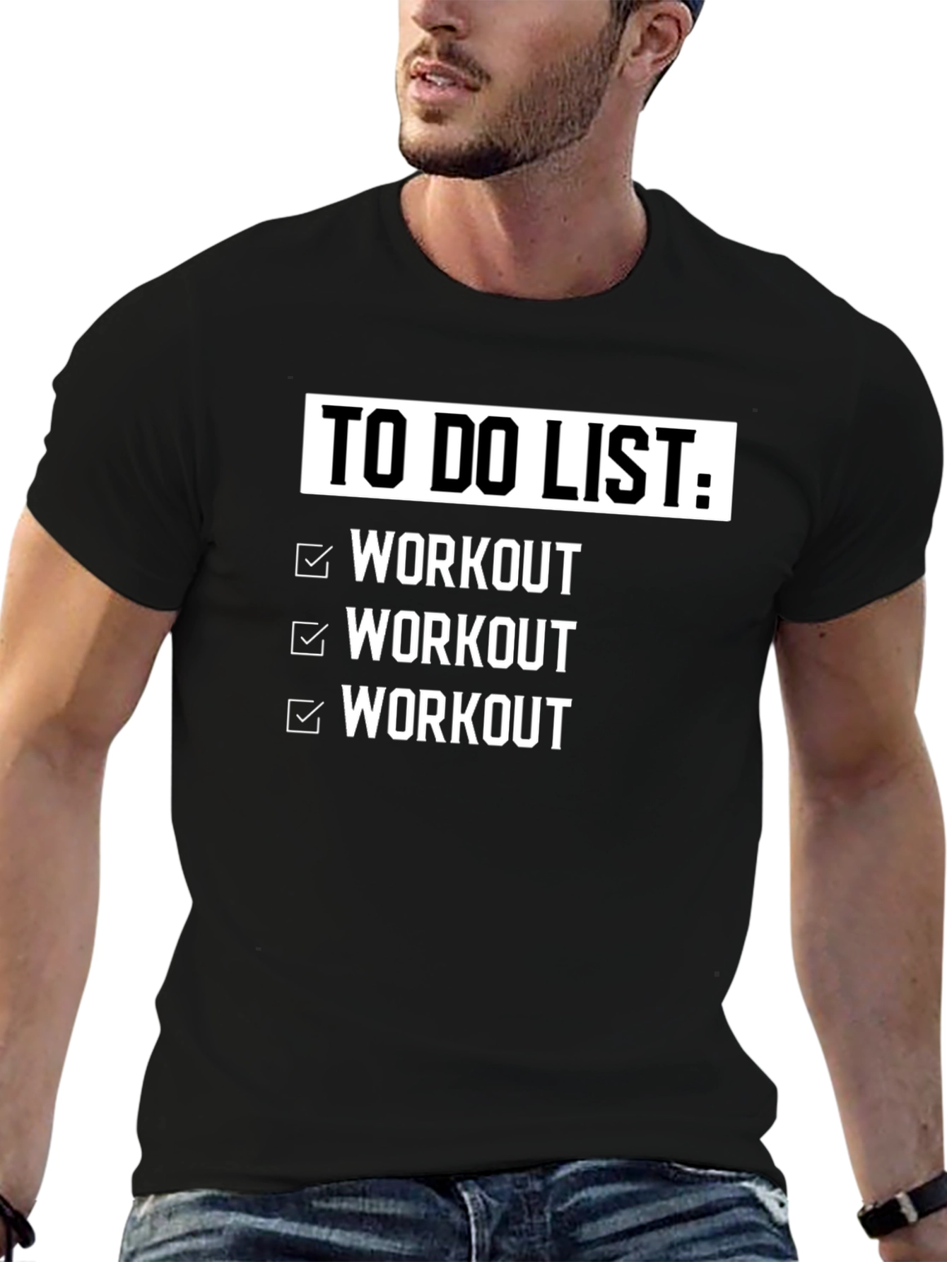 Workout Checklist Black Graphic T-Shirt