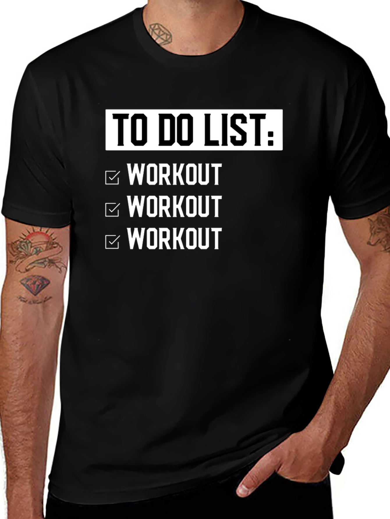Workout Checklist Black Graphic T-Shirt