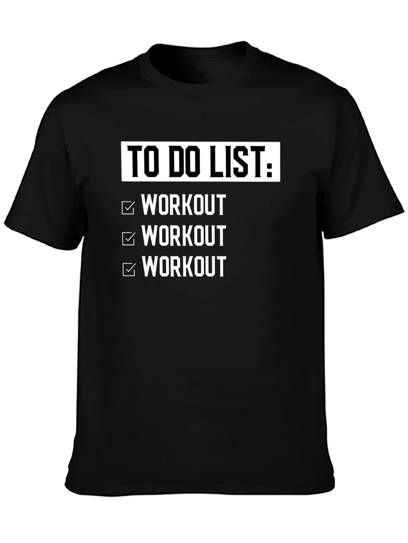 Workout Checklist Black Graphic T-Shirt