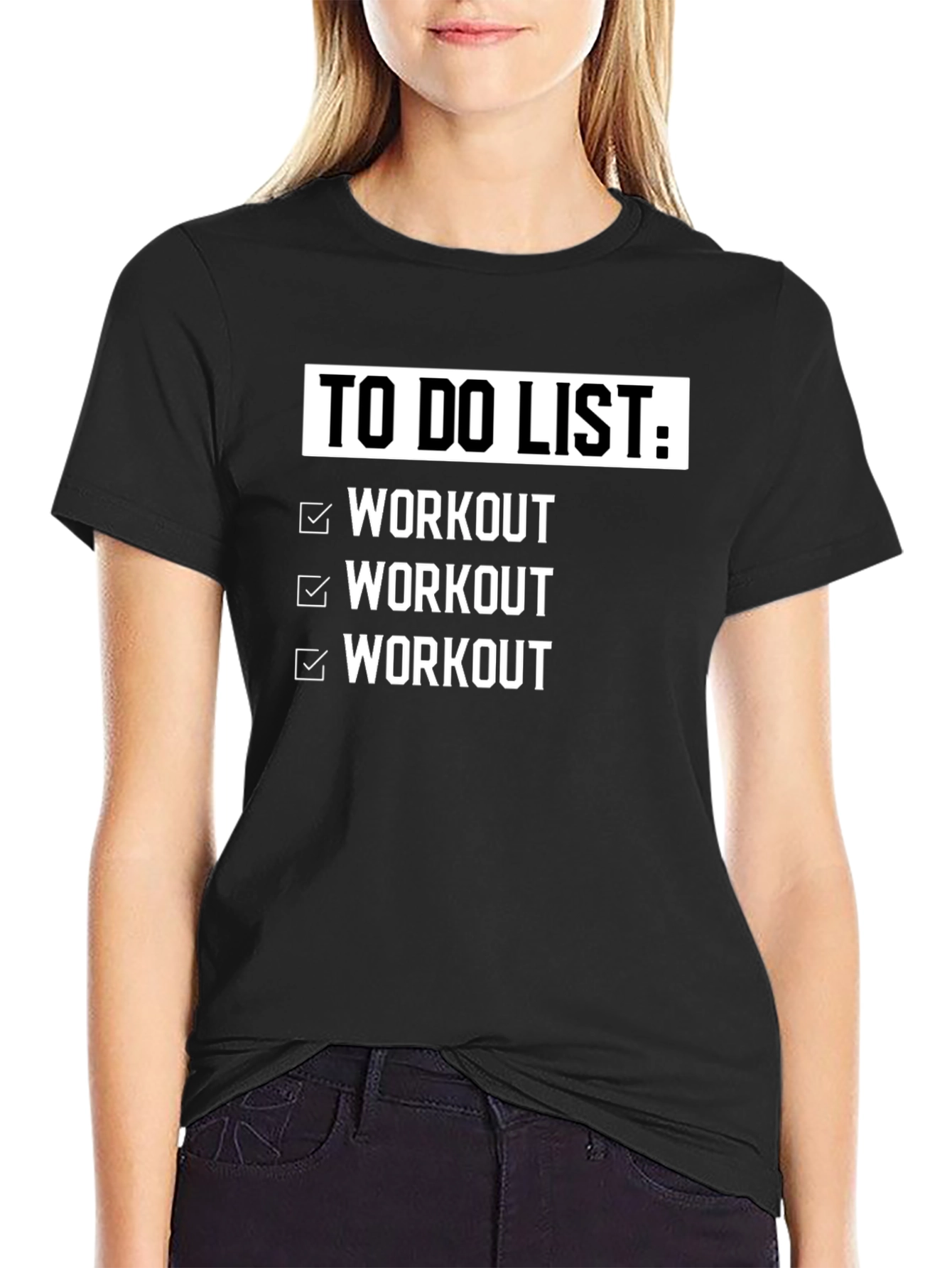 Workout Checklist Black Graphic T-Shirt