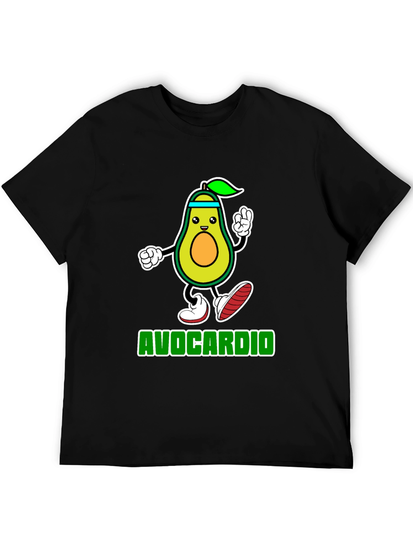 Avocardio Black T-Shirt - Funny Avocado Workout Tee