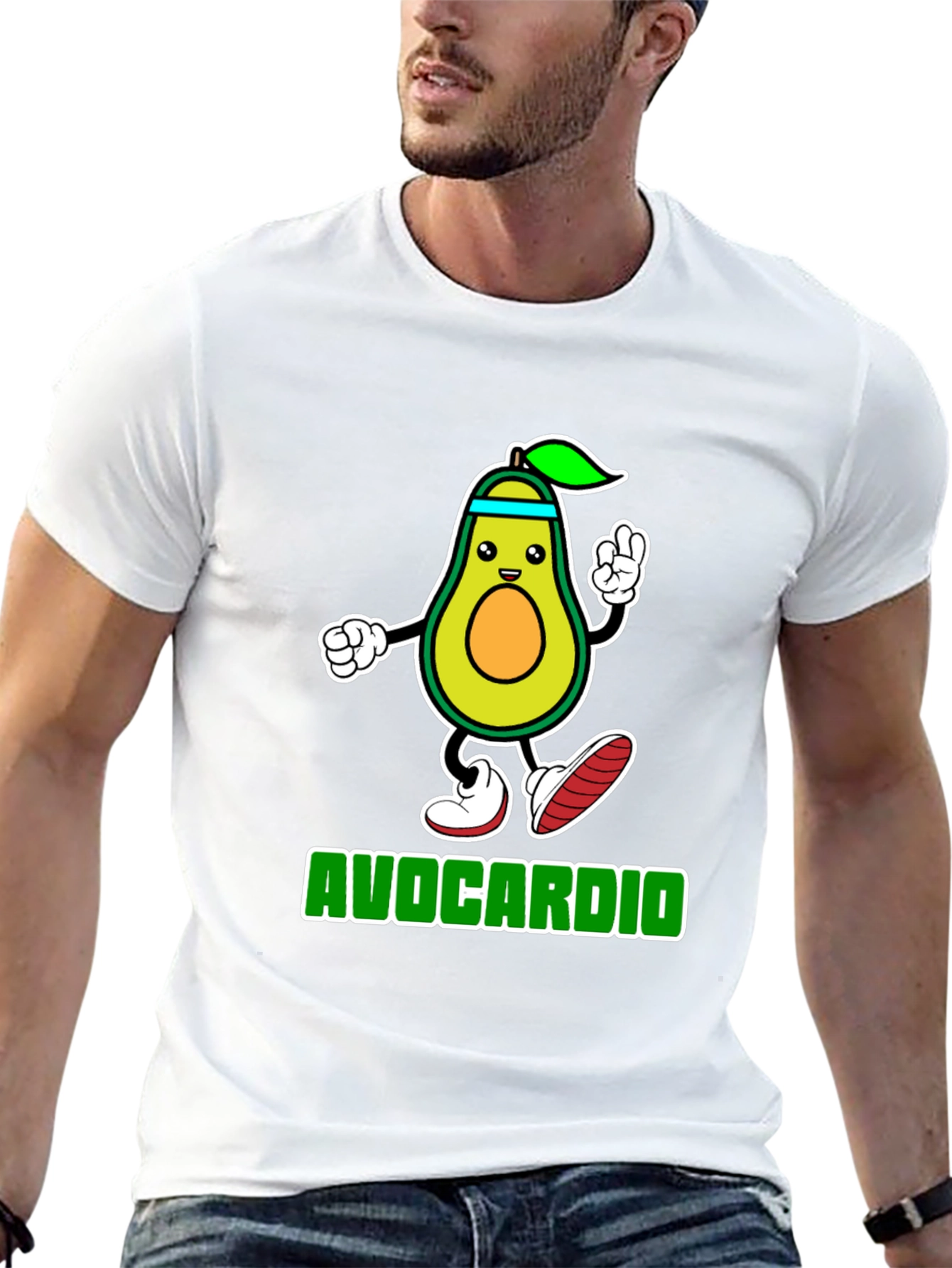 Avocardio Black T-Shirt - Funny Avocado Workout Tee