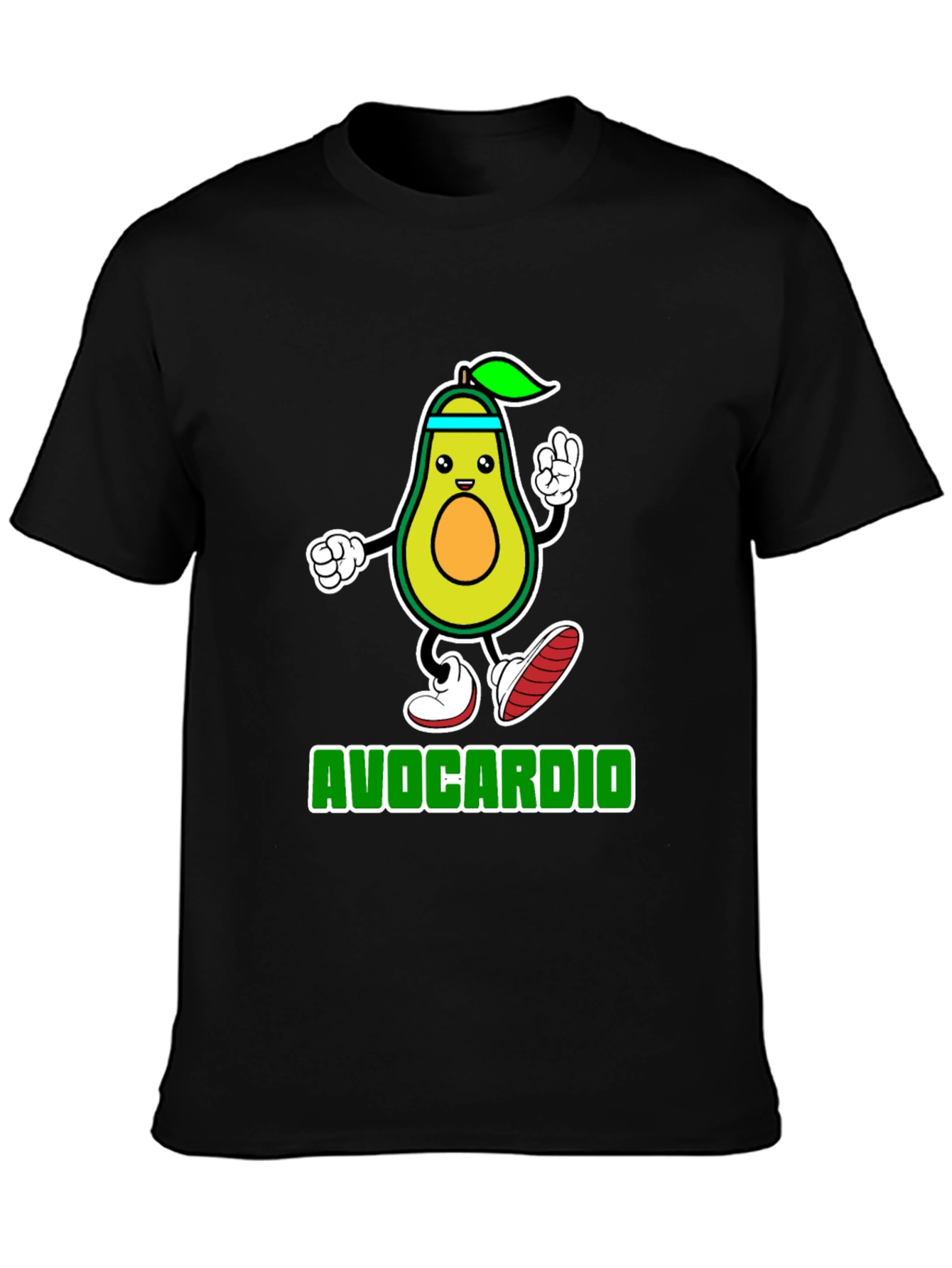 Avocardio Black T-Shirt - Funny Avocado Workout Tee