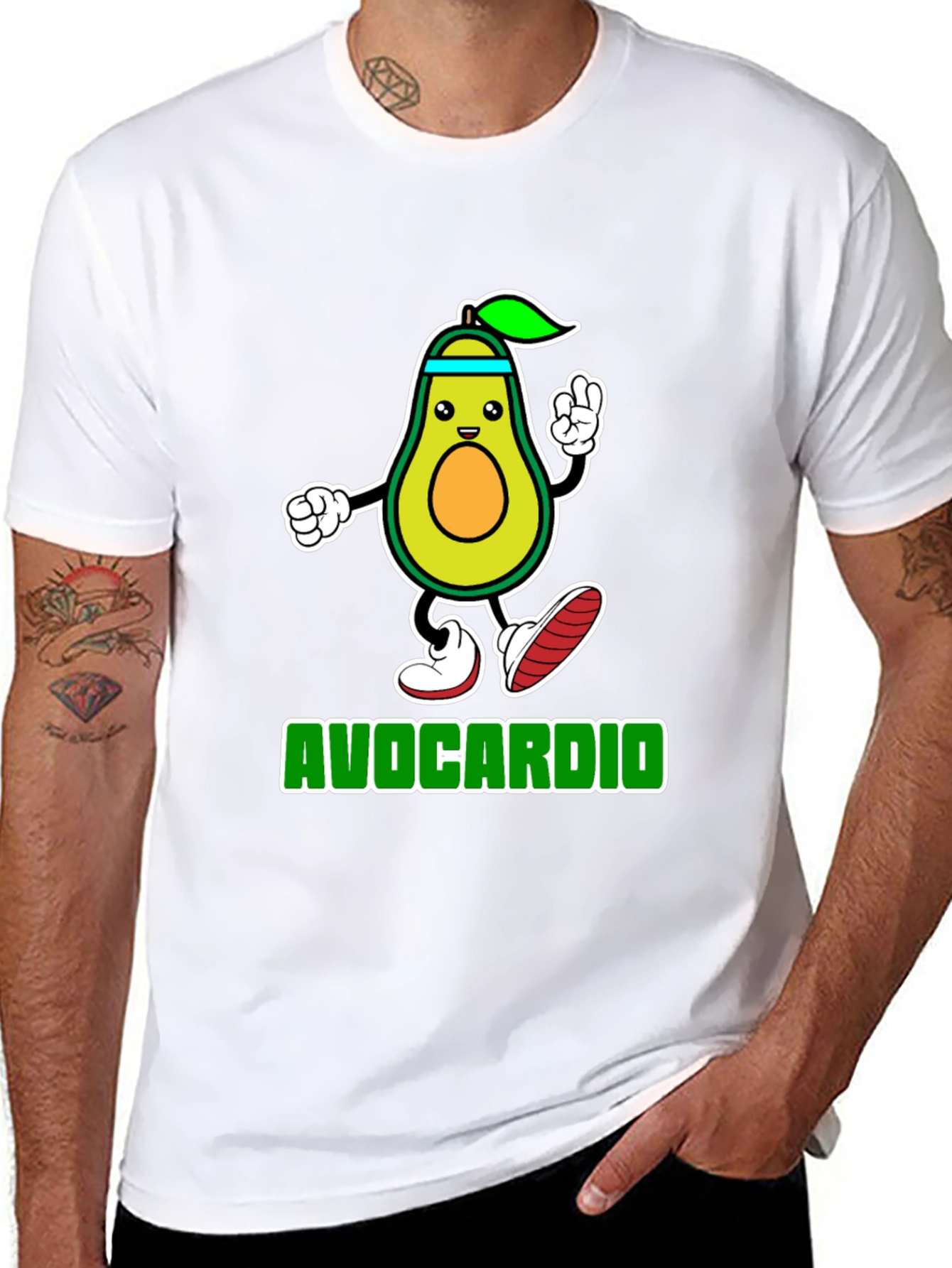 Avocardio Black T-Shirt - Funny Avocado Workout Tee