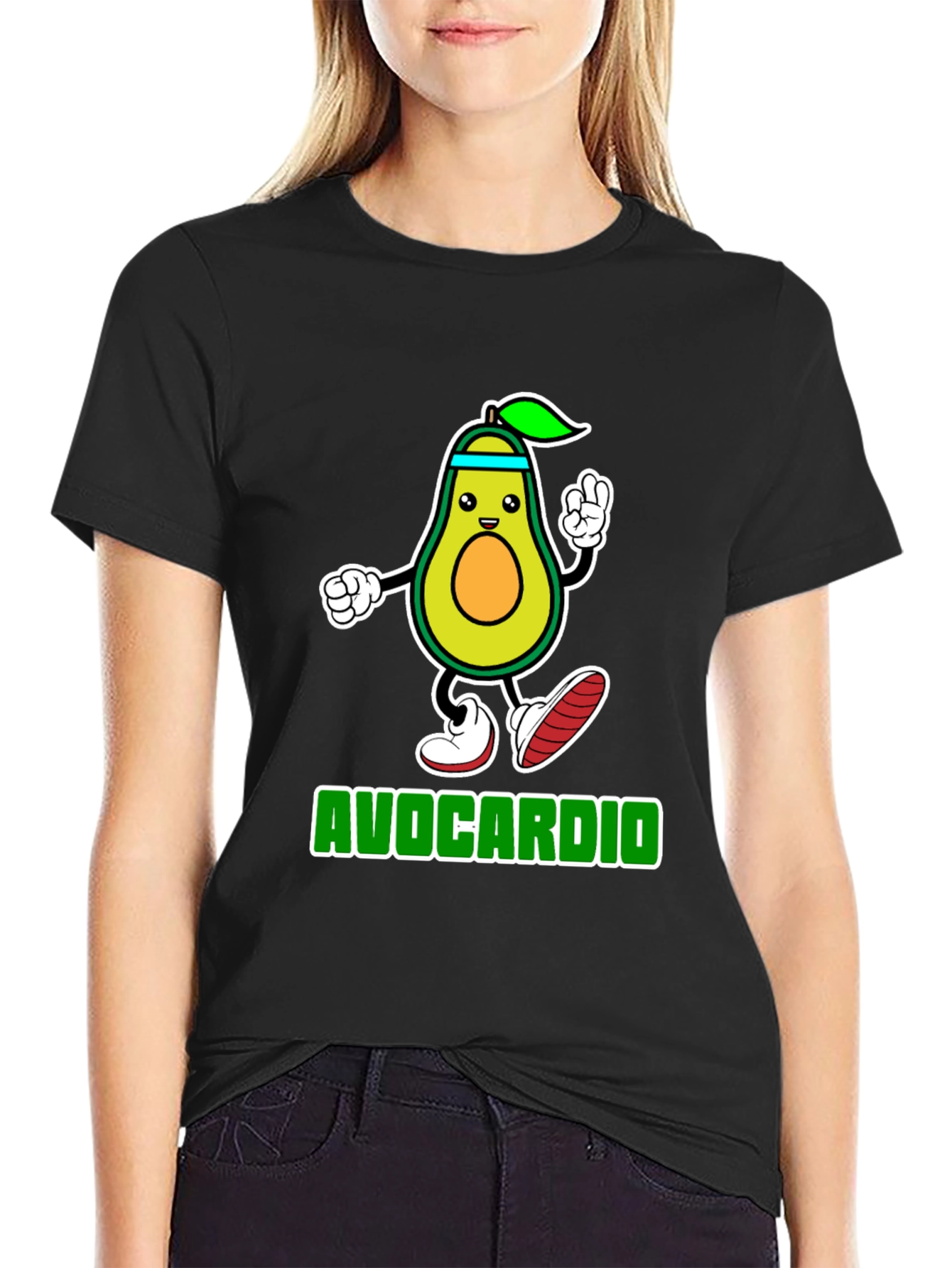 Avocardio Black T-Shirt - Funny Avocado Workout Tee