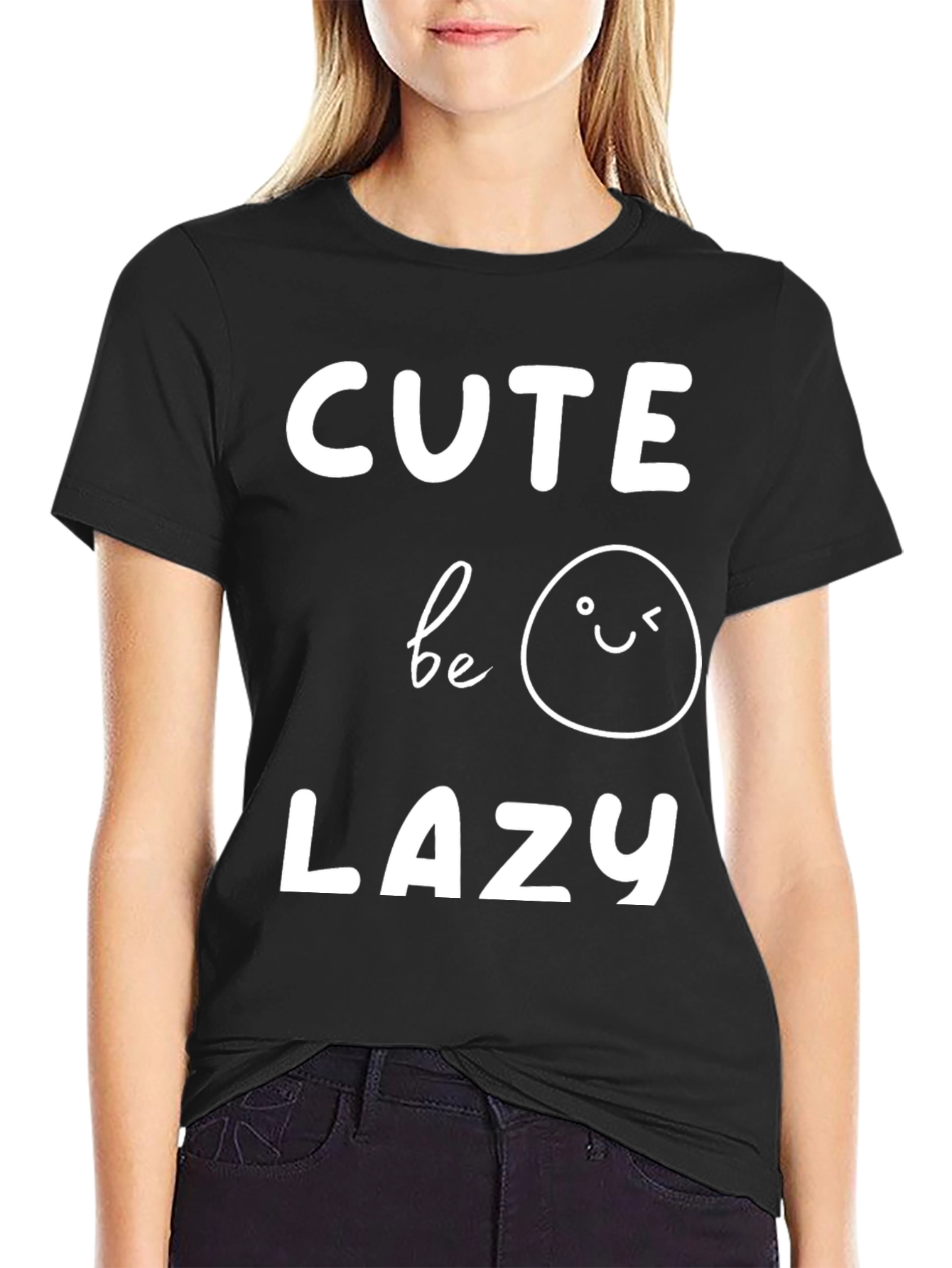Cute Be Lazy Graphic Tee - Unisex Black T-Shirt