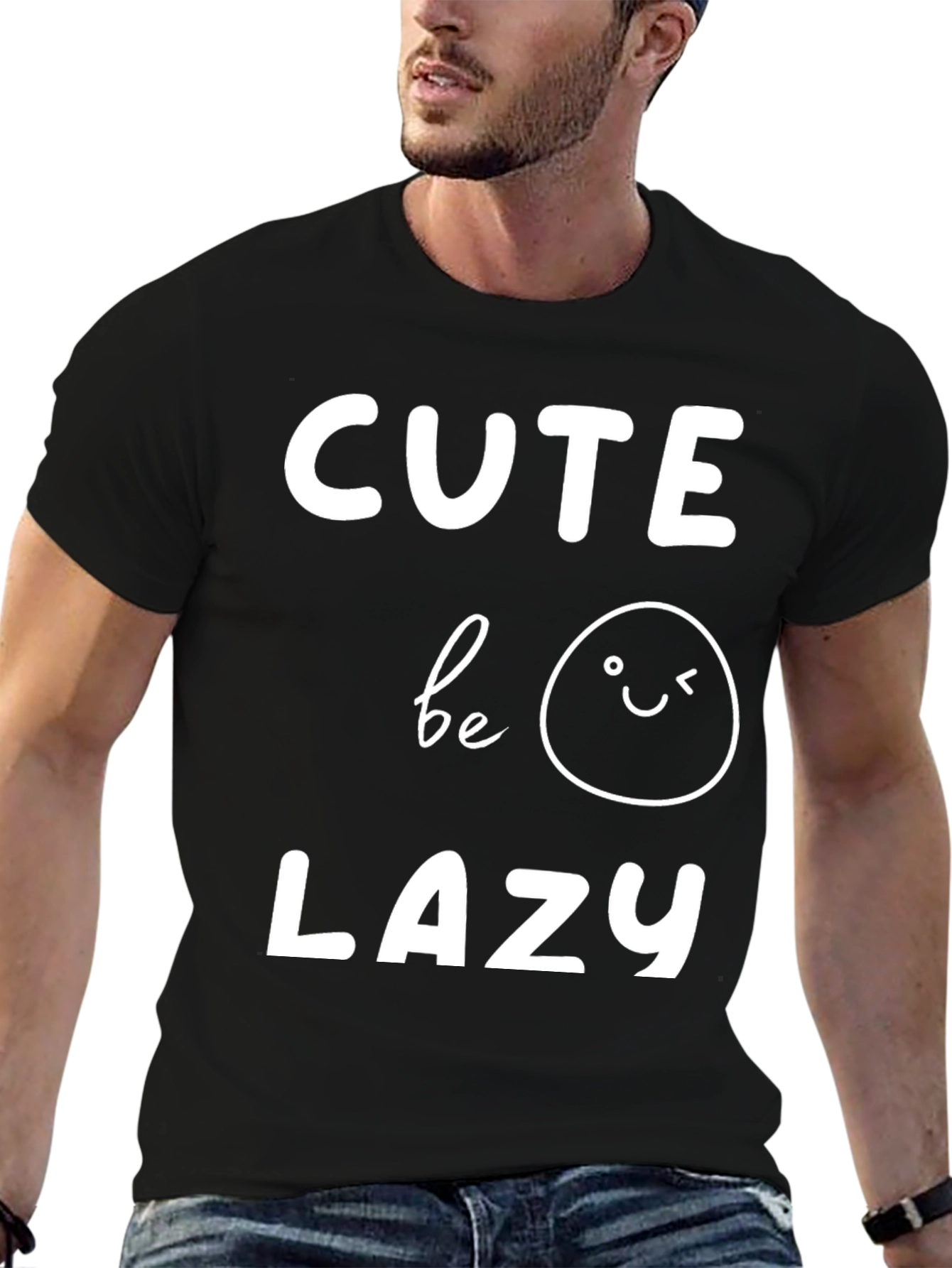 Cute Be Lazy Graphic Tee - Unisex Black T-Shirt