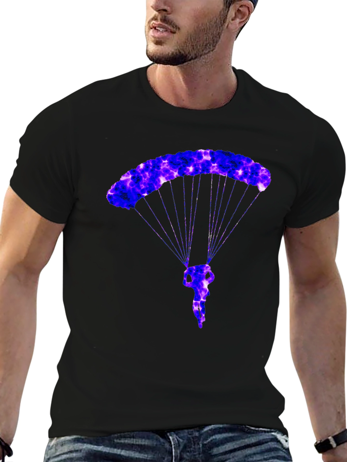 Parachute T-Shirt - Black Novelty Graphic Tee