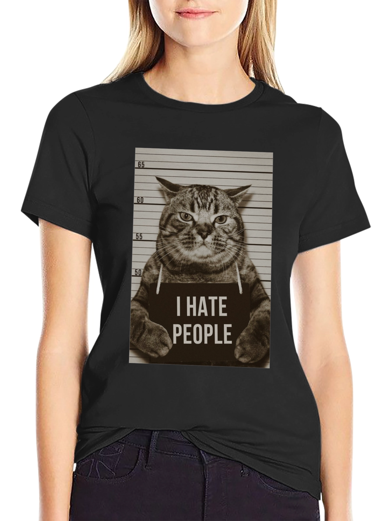 I Hate People Cat Mugshot T-Shirt