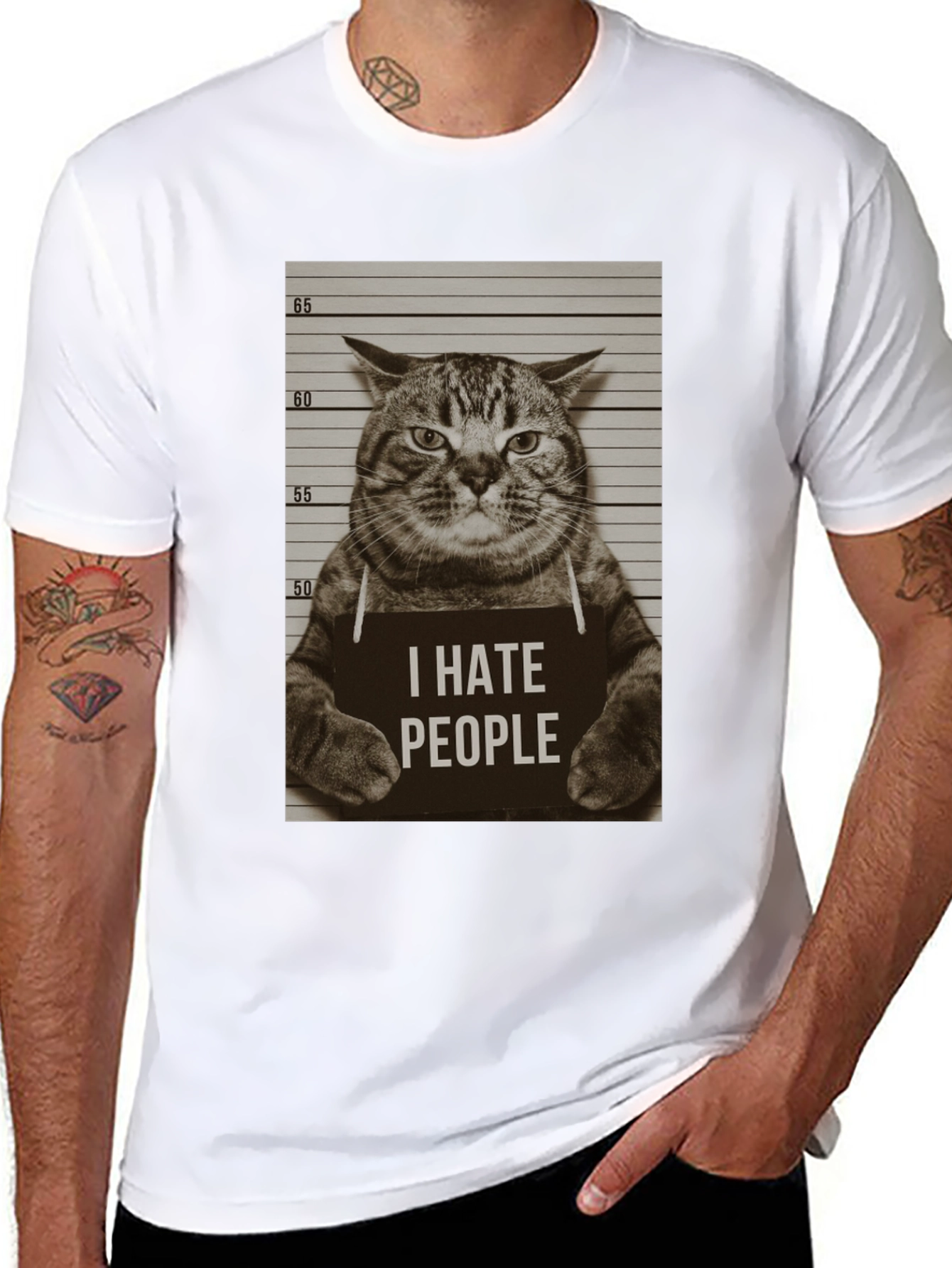 I Hate People Cat Mugshot T-Shirt