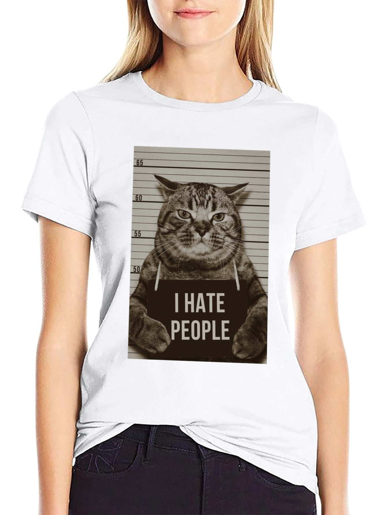 I Hate People Cat Mugshot T-Shirt