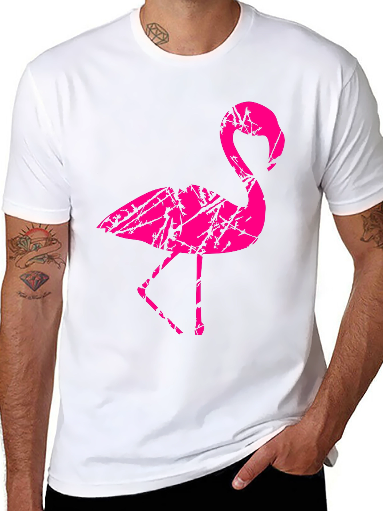 Mens Black Flamingo Graphic T-Shirt