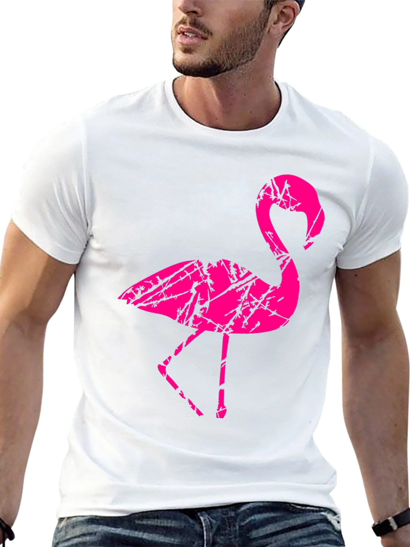 Mens Black Flamingo Graphic T-Shirt