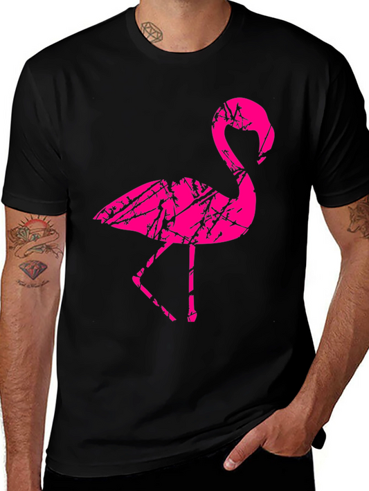 Mens Black Flamingo Graphic T-Shirt