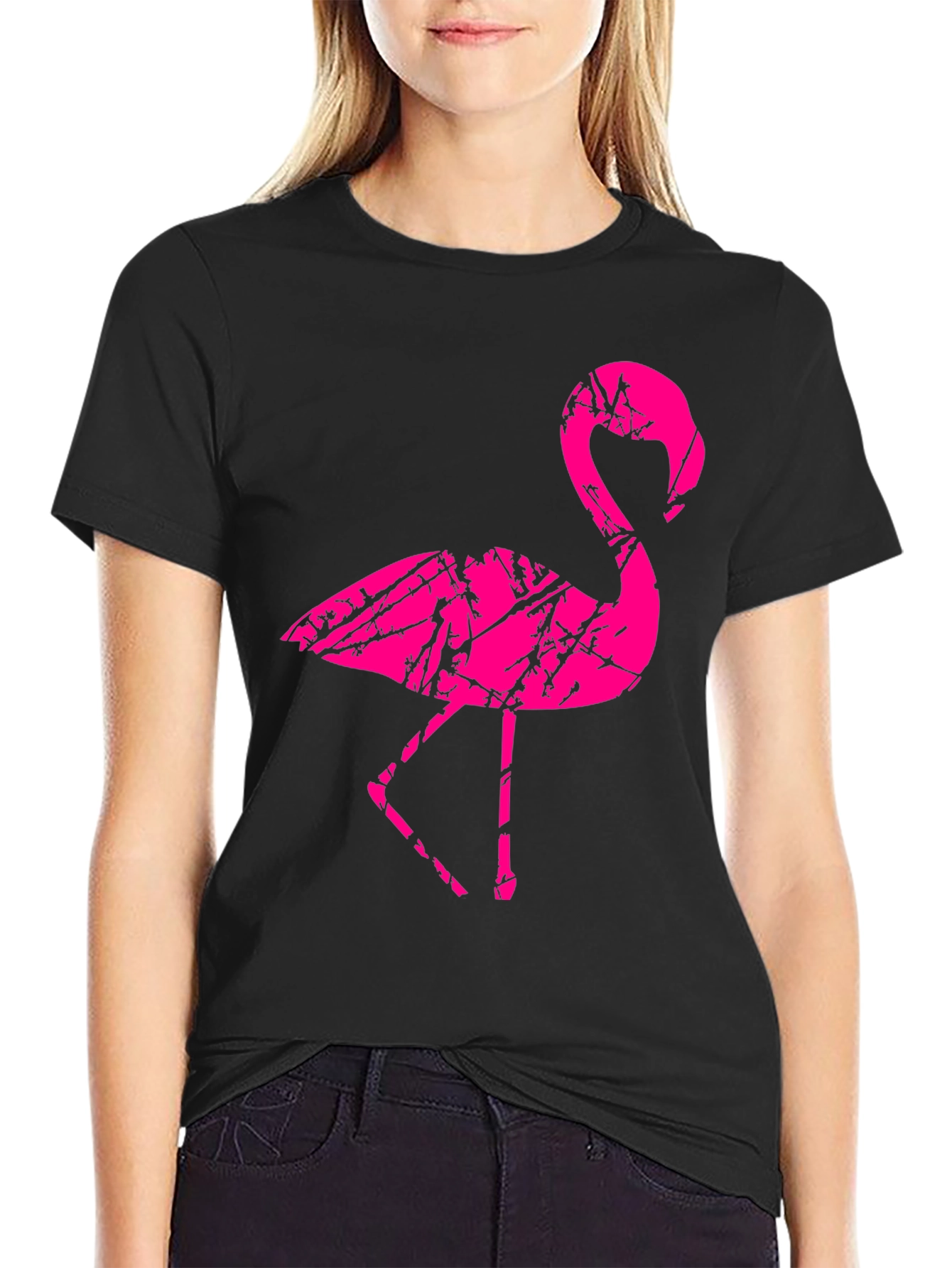 Mens Black Flamingo Graphic T-Shirt