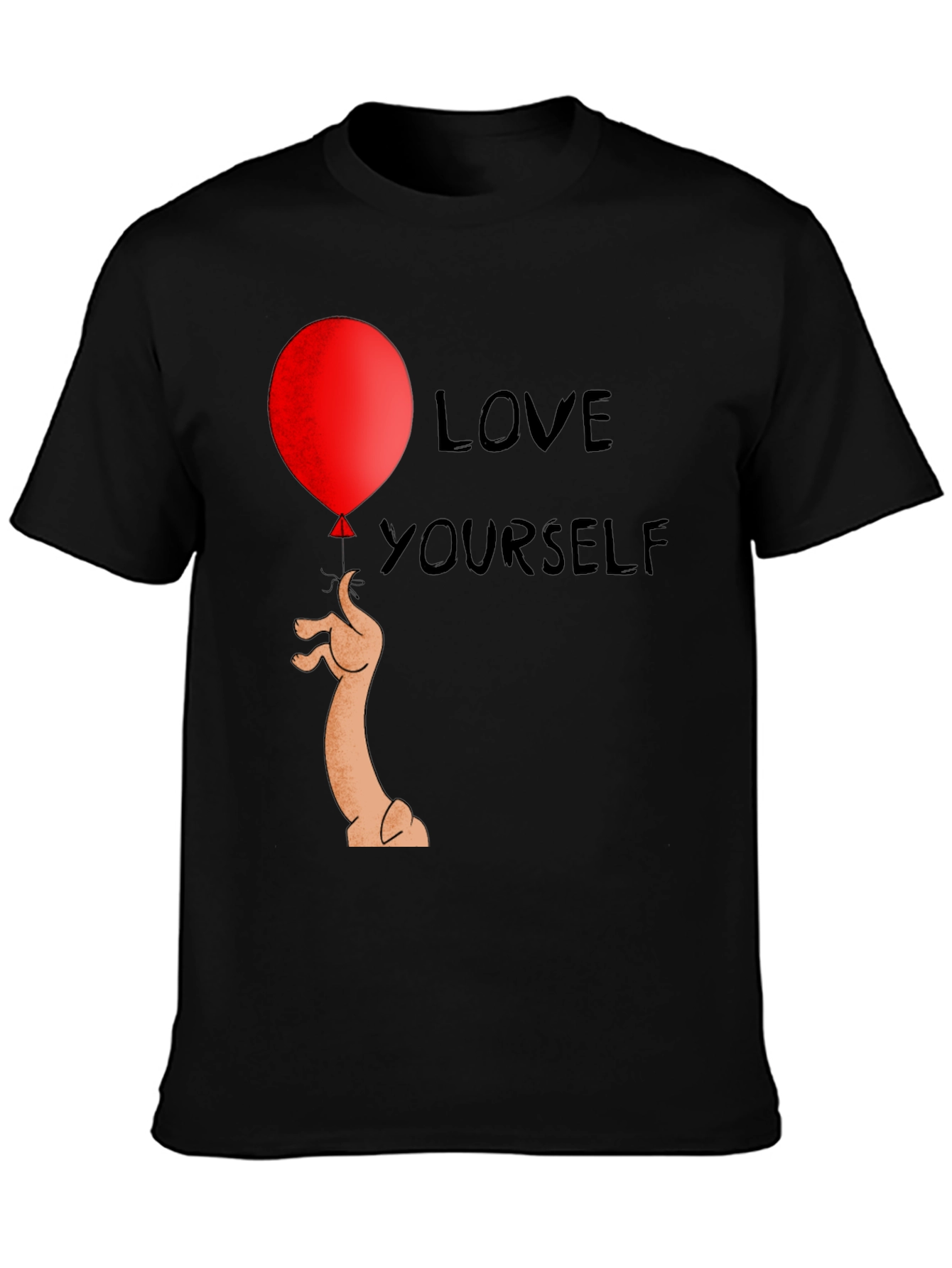 Love Yourself Black T-Shirt Balloon Dog Graphic Tee