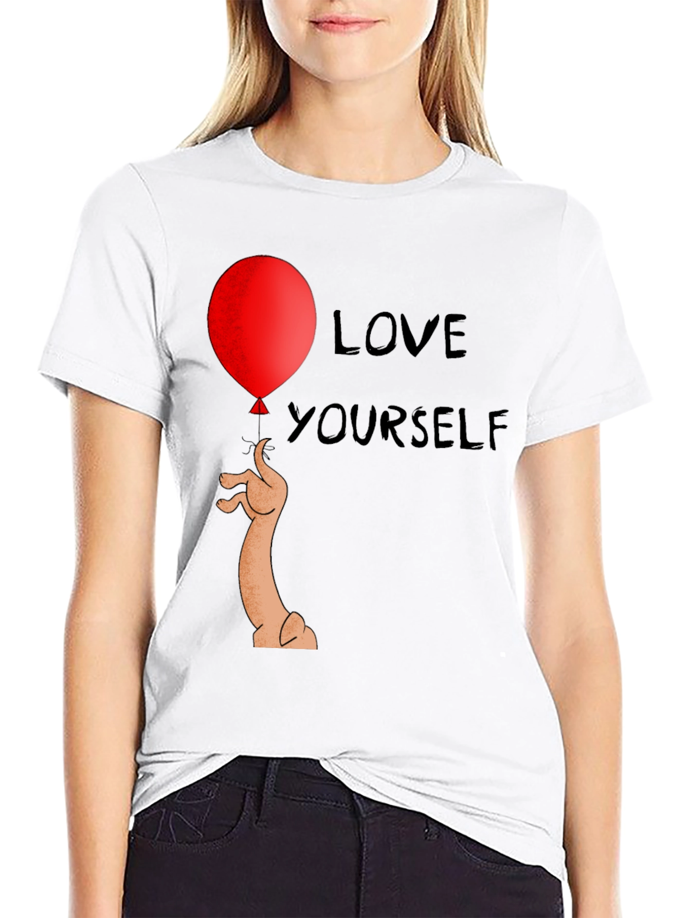 Love Yourself Black T-Shirt Balloon Dog Graphic Tee