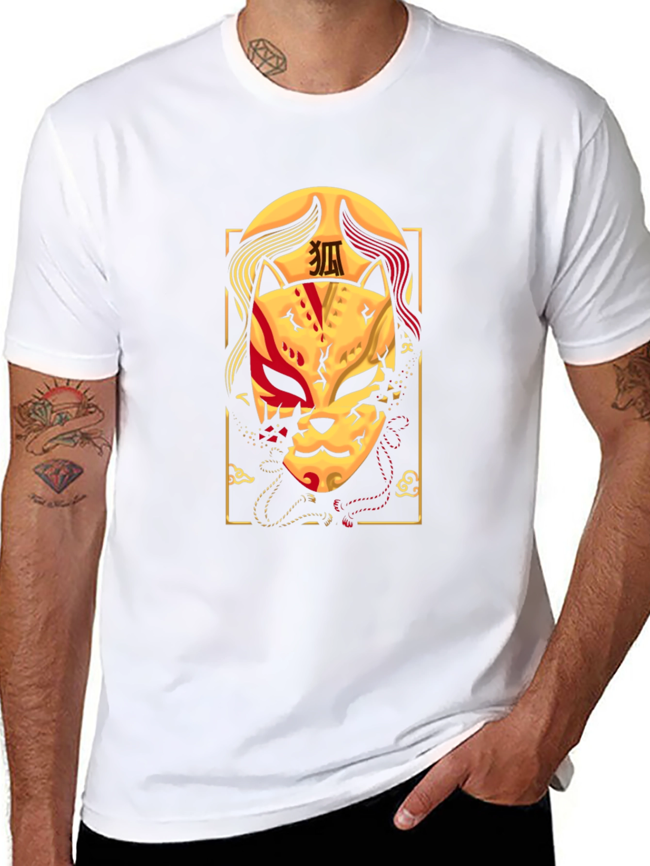 Japanese Kitsune Mask T-Shirt - Unique Graphic Tee