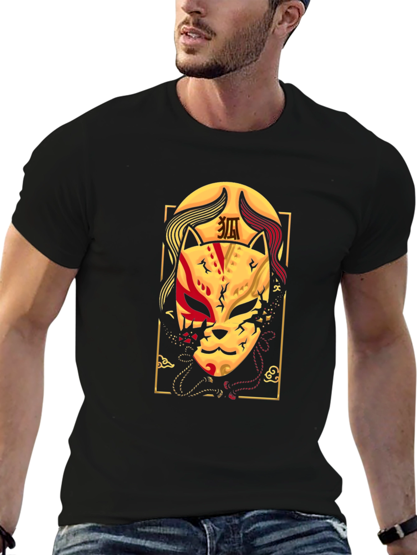 Japanese Kitsune Mask T-Shirt - Unique Graphic Tee