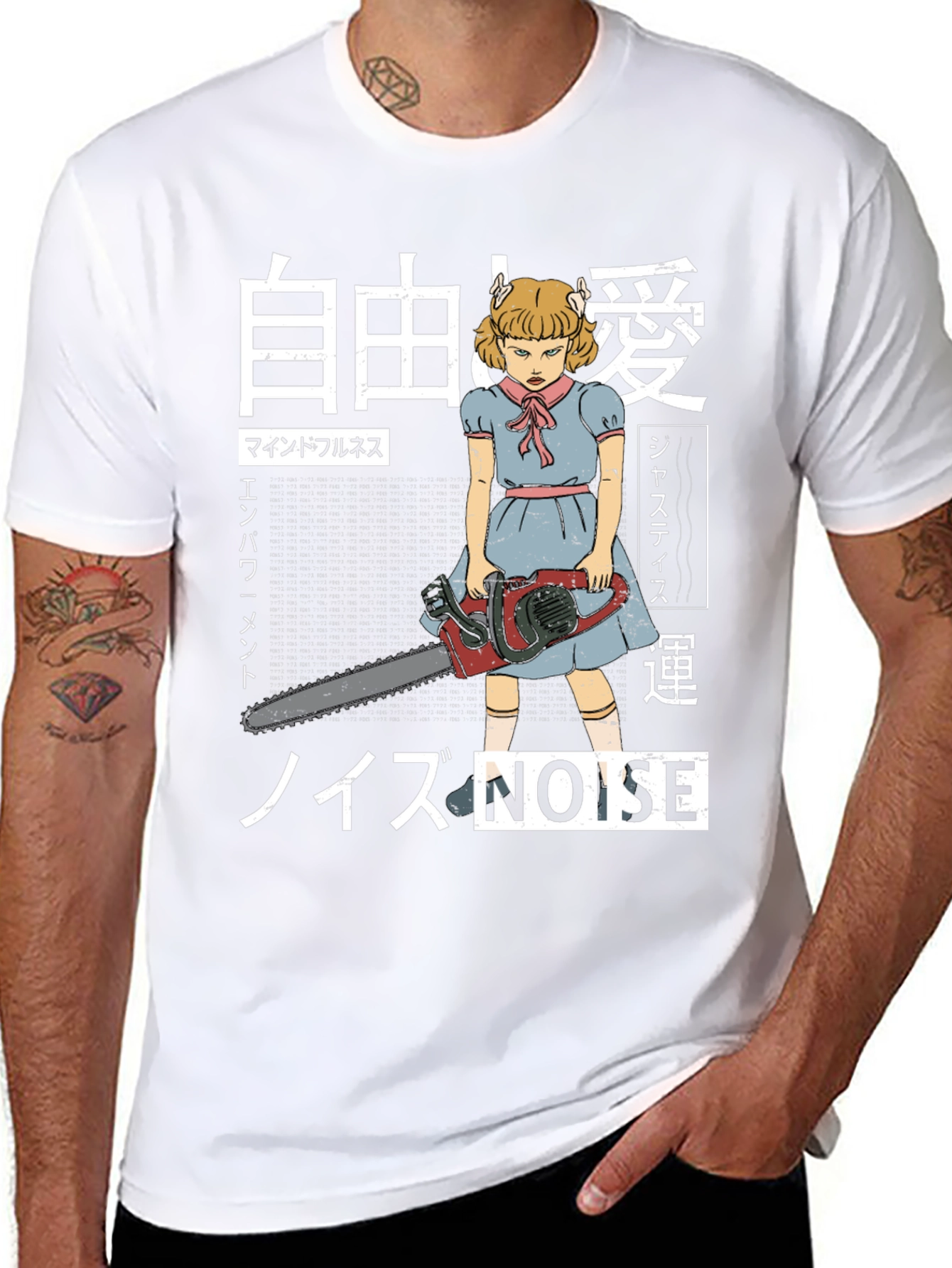 Creepy Girl Chainsaw Graphic Tee