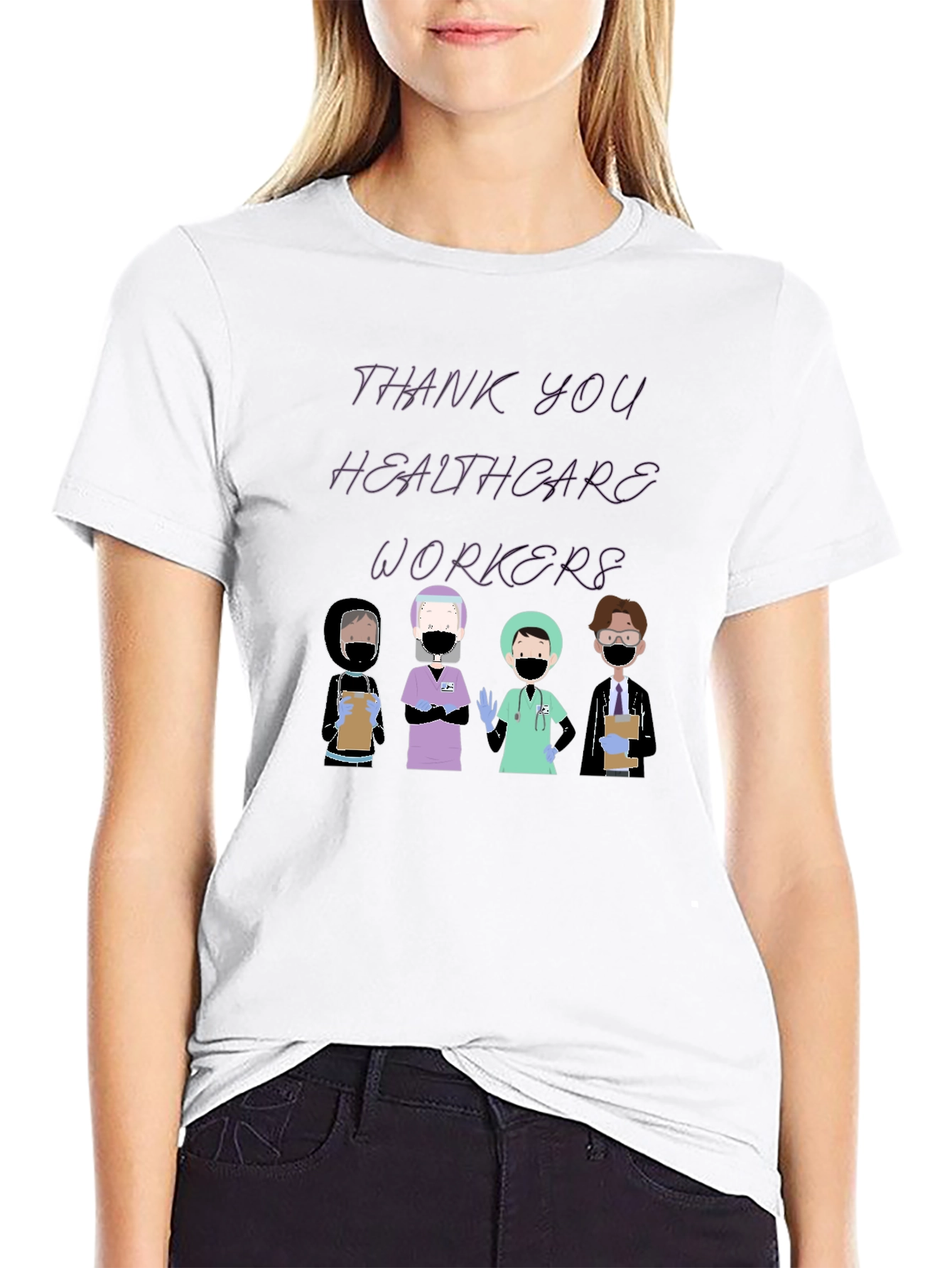Thank You Healthcare Workers Black Graphic Tee