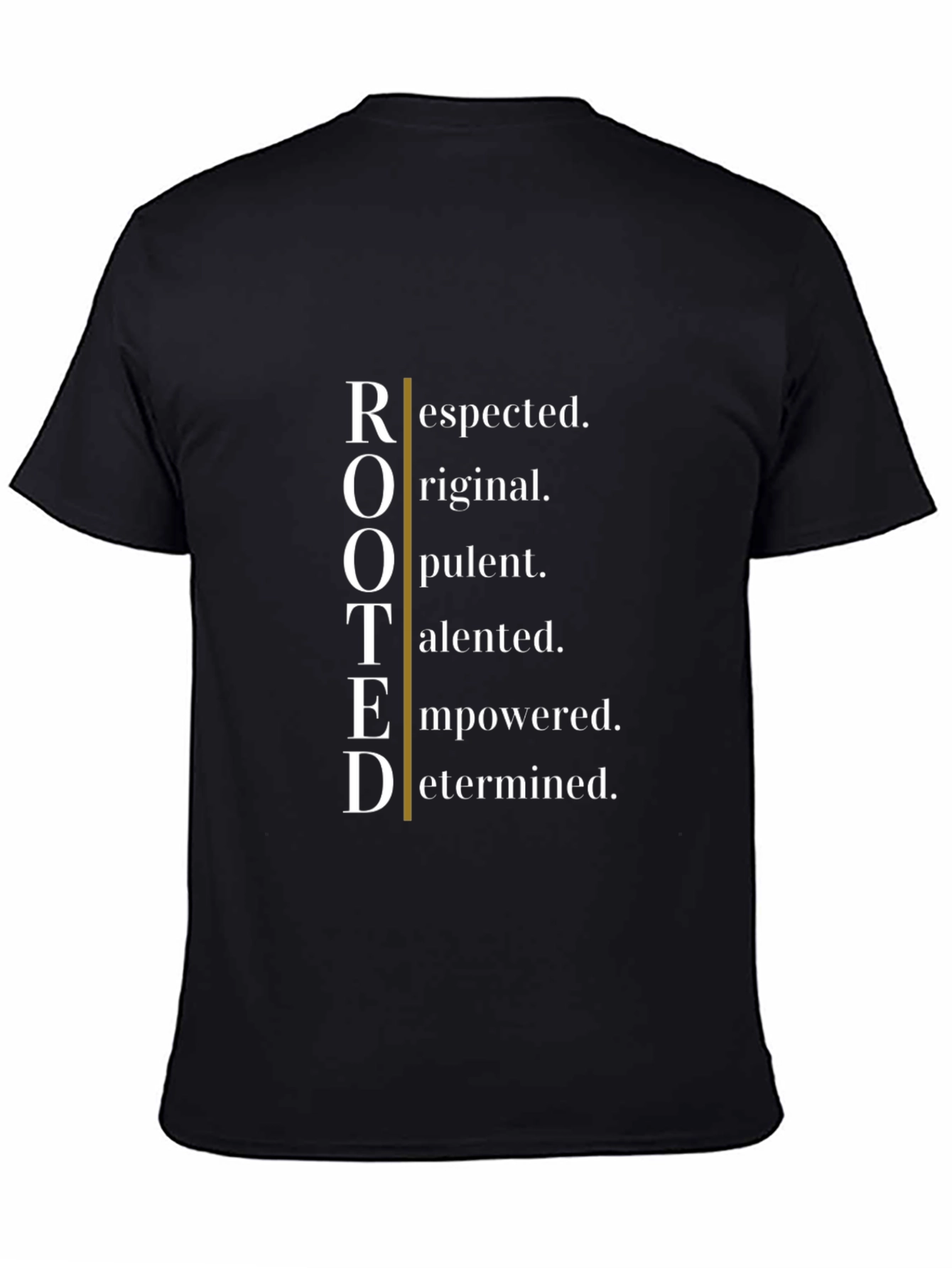 ROOTED Black Graphic Tee - Empowering Design