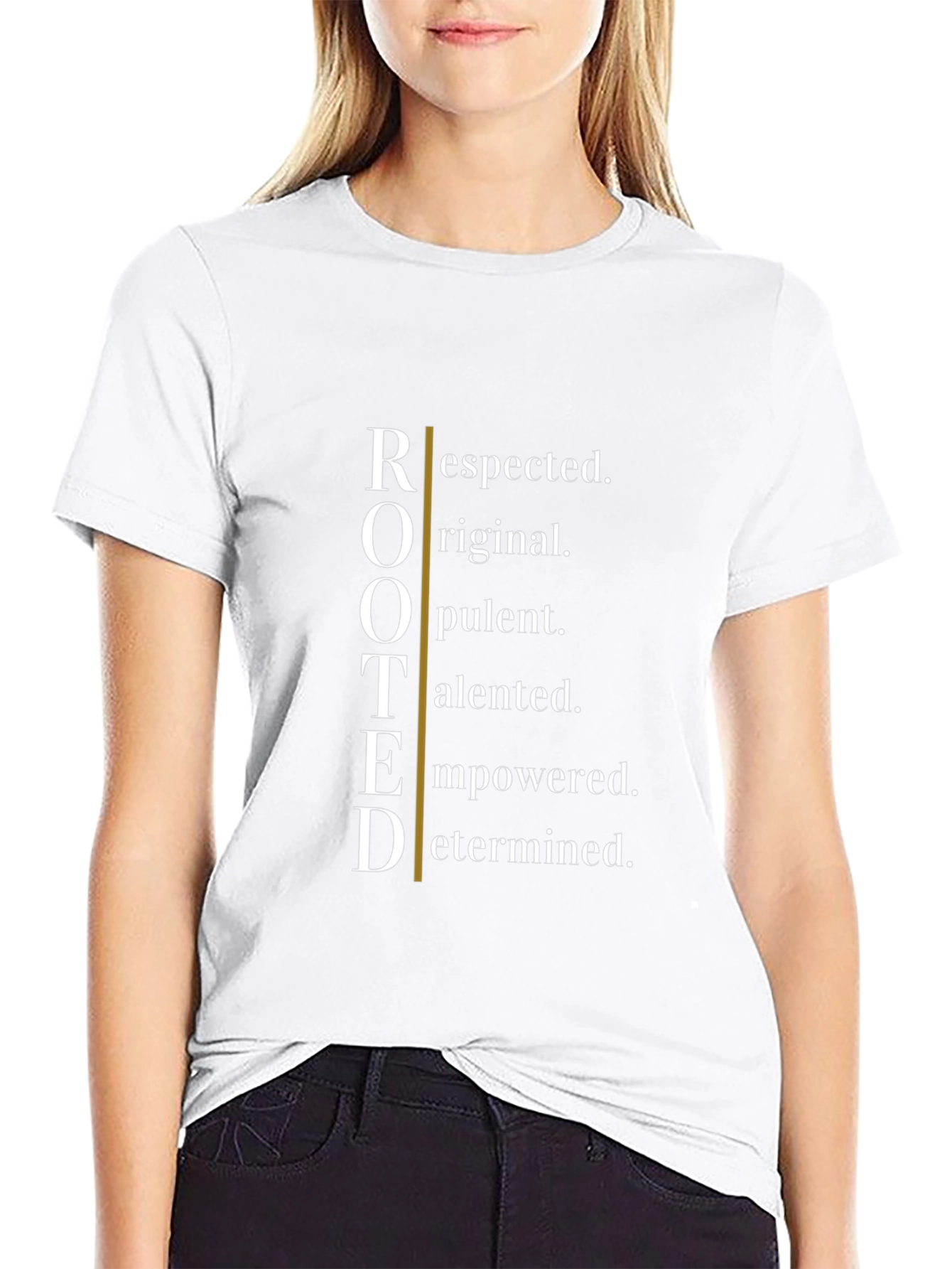 ROOTED Black Graphic Tee - Empowering Design