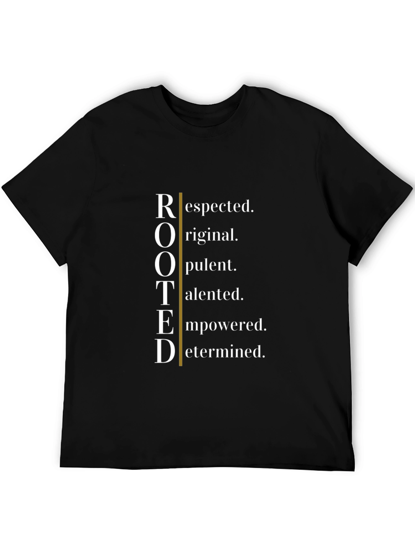 ROOTED Black Graphic Tee - Empowering Design