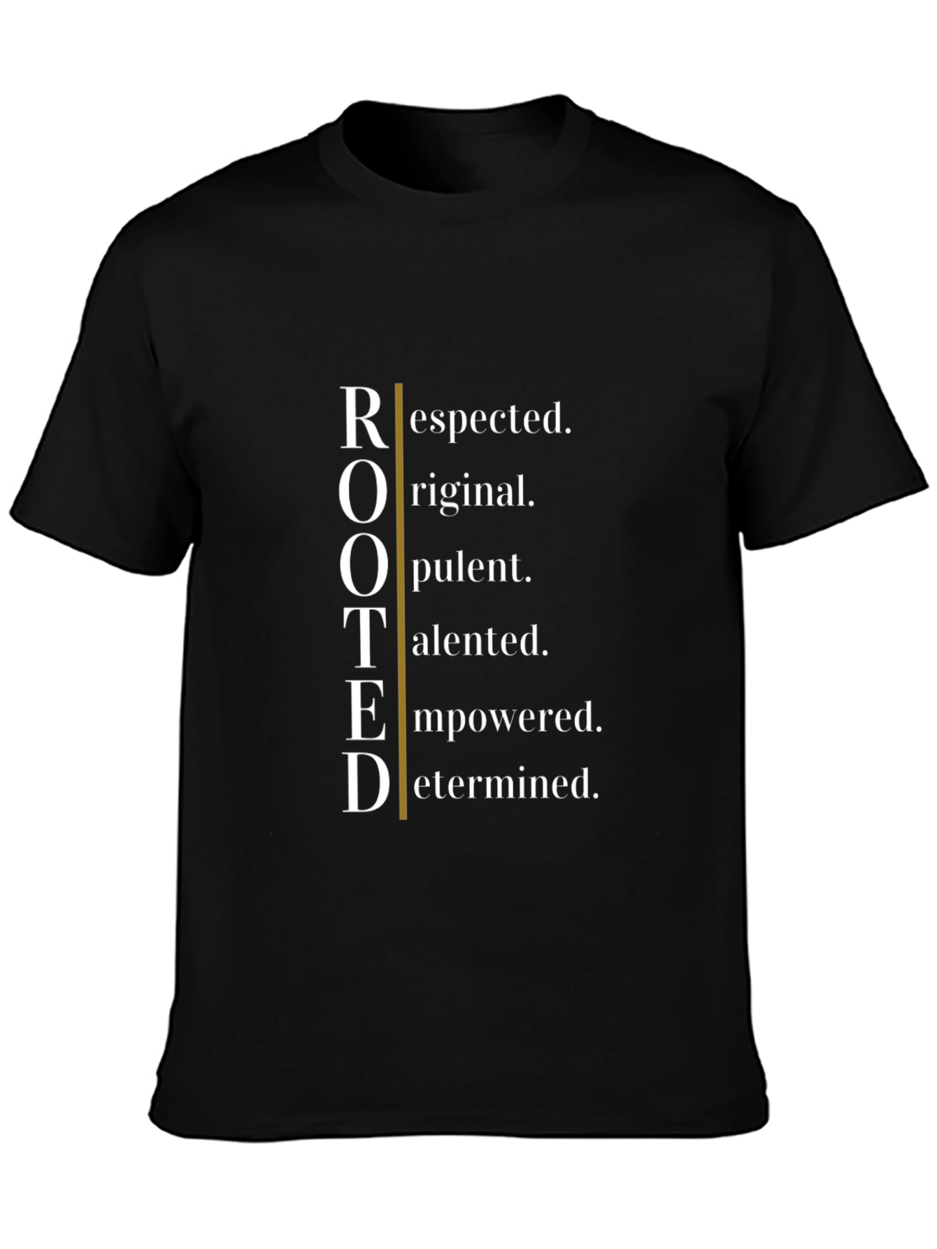 ROOTED Black Graphic Tee - Empowering Design