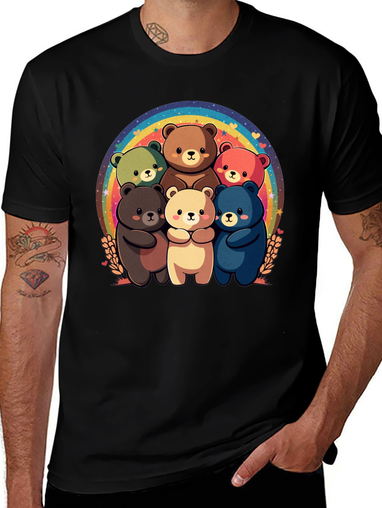Rainbow Bear Family T-Shirt - Cute Graphic Tee