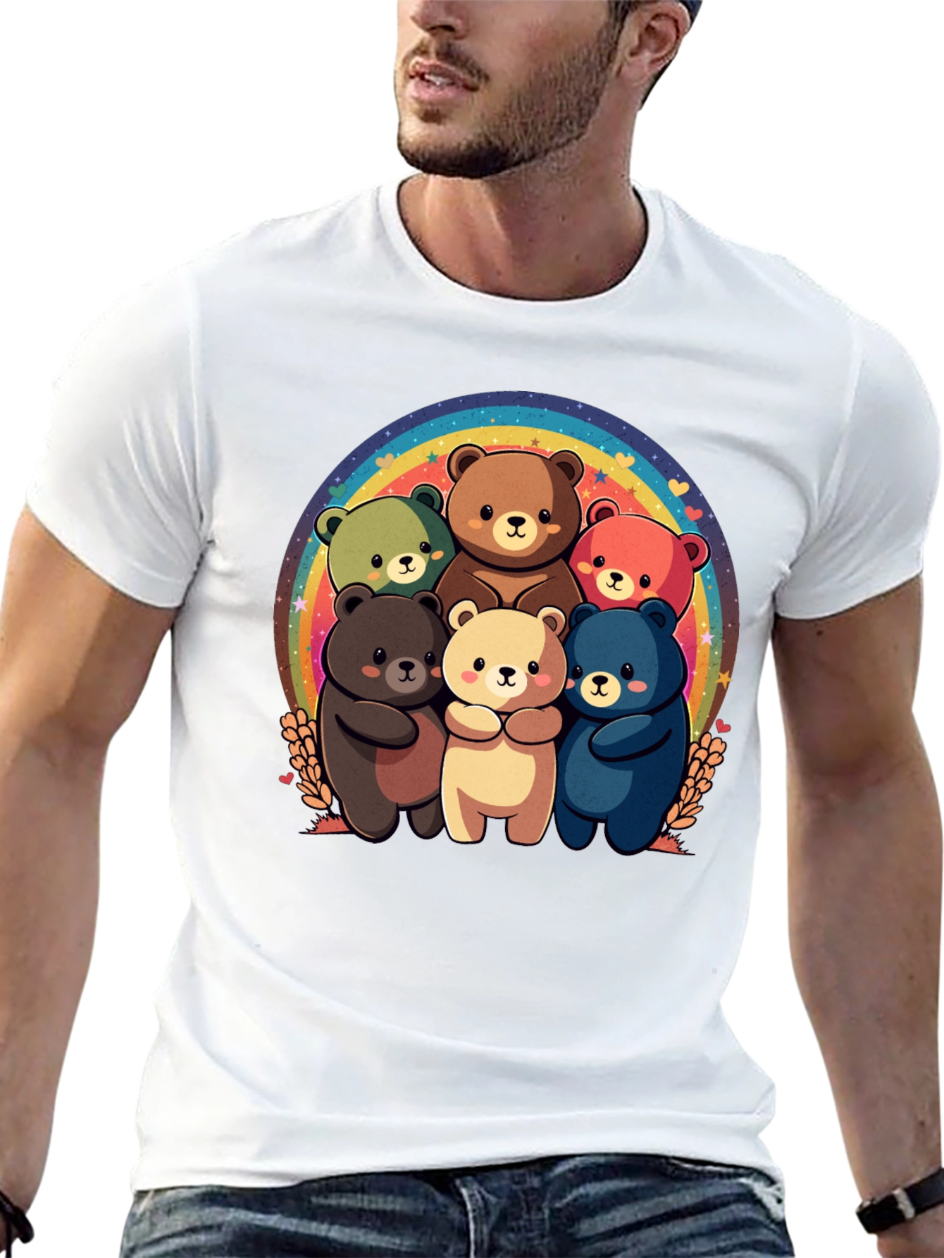 Rainbow Bear Family T-Shirt - Cute Graphic Tee