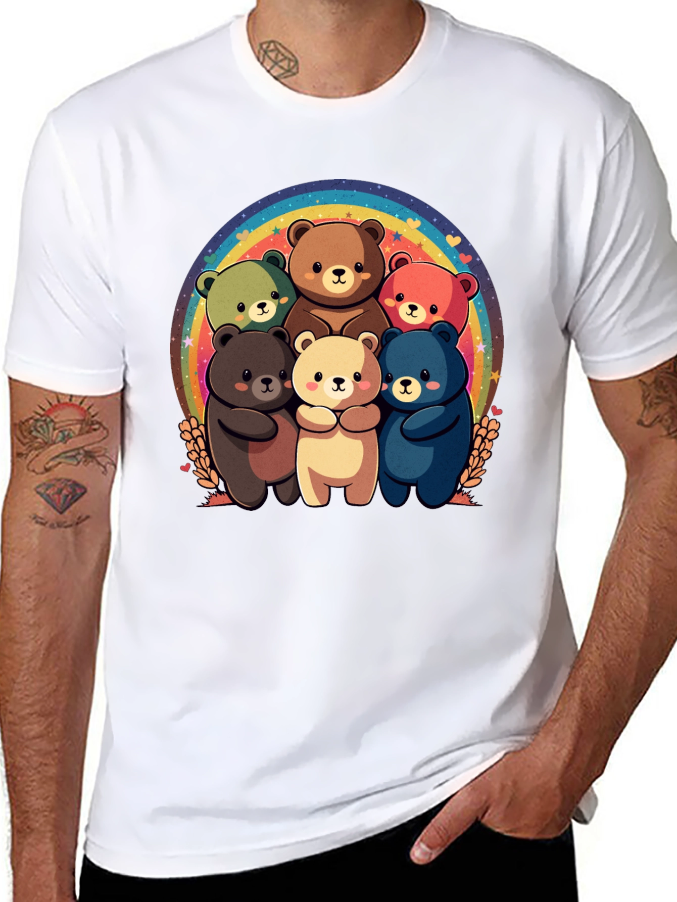 Rainbow Bear Family T-Shirt - Cute Graphic Tee