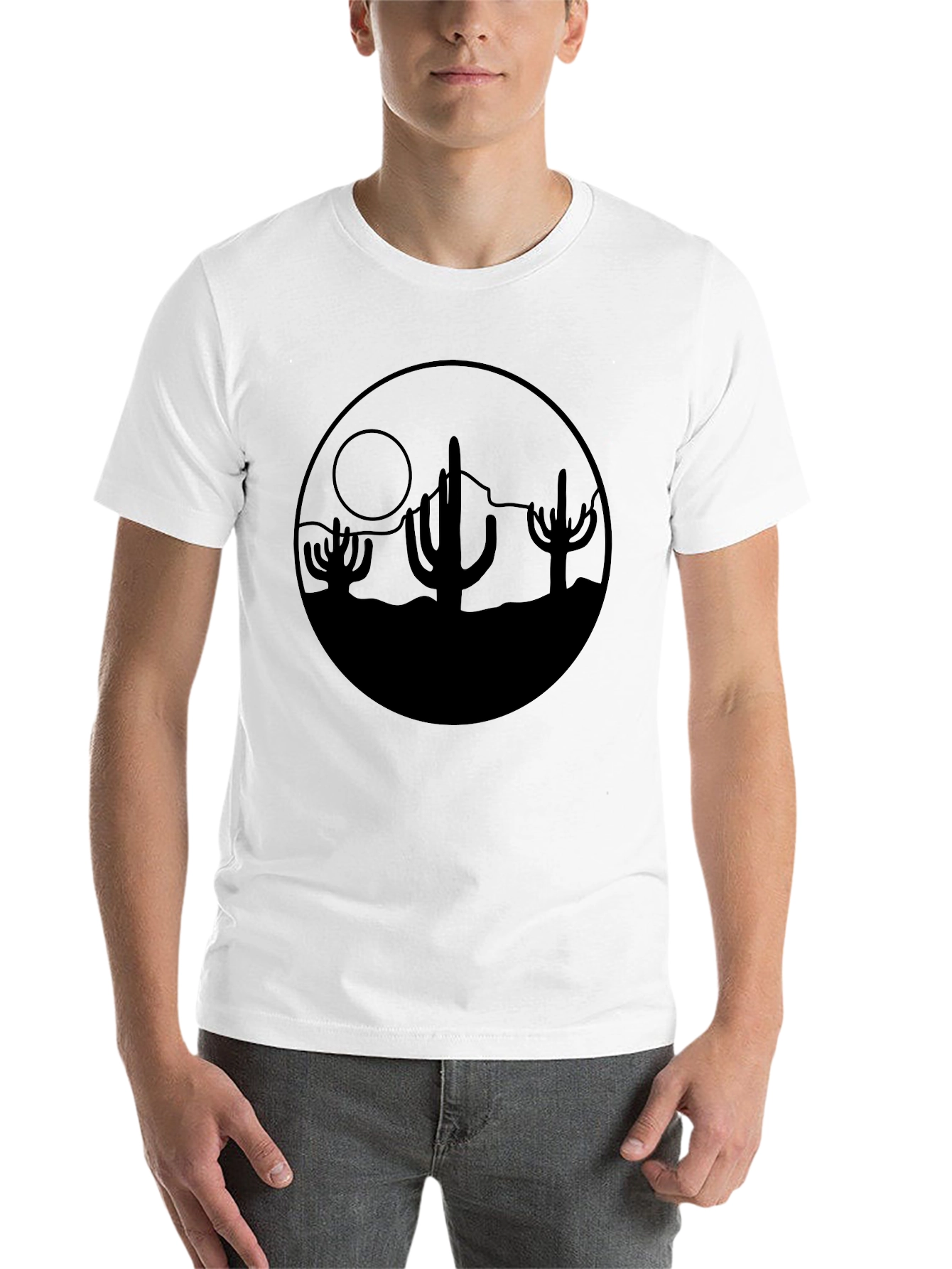 Desert Cactus Graphic Black T-Shirt