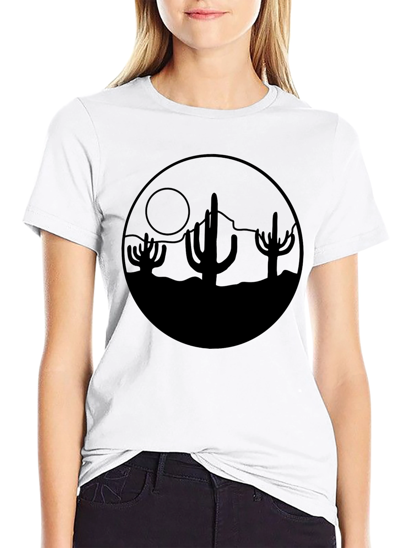 Desert Cactus Graphic Black T-Shirt