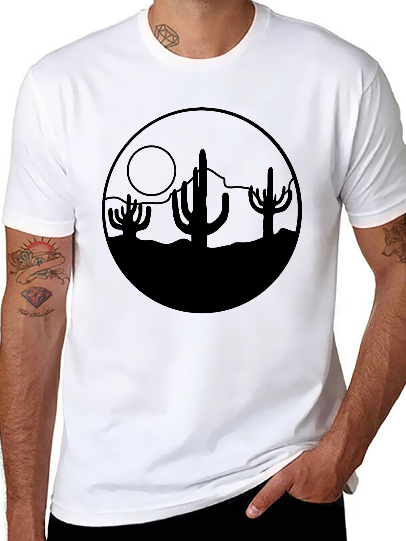 Desert Cactus Graphic Black T-Shirt