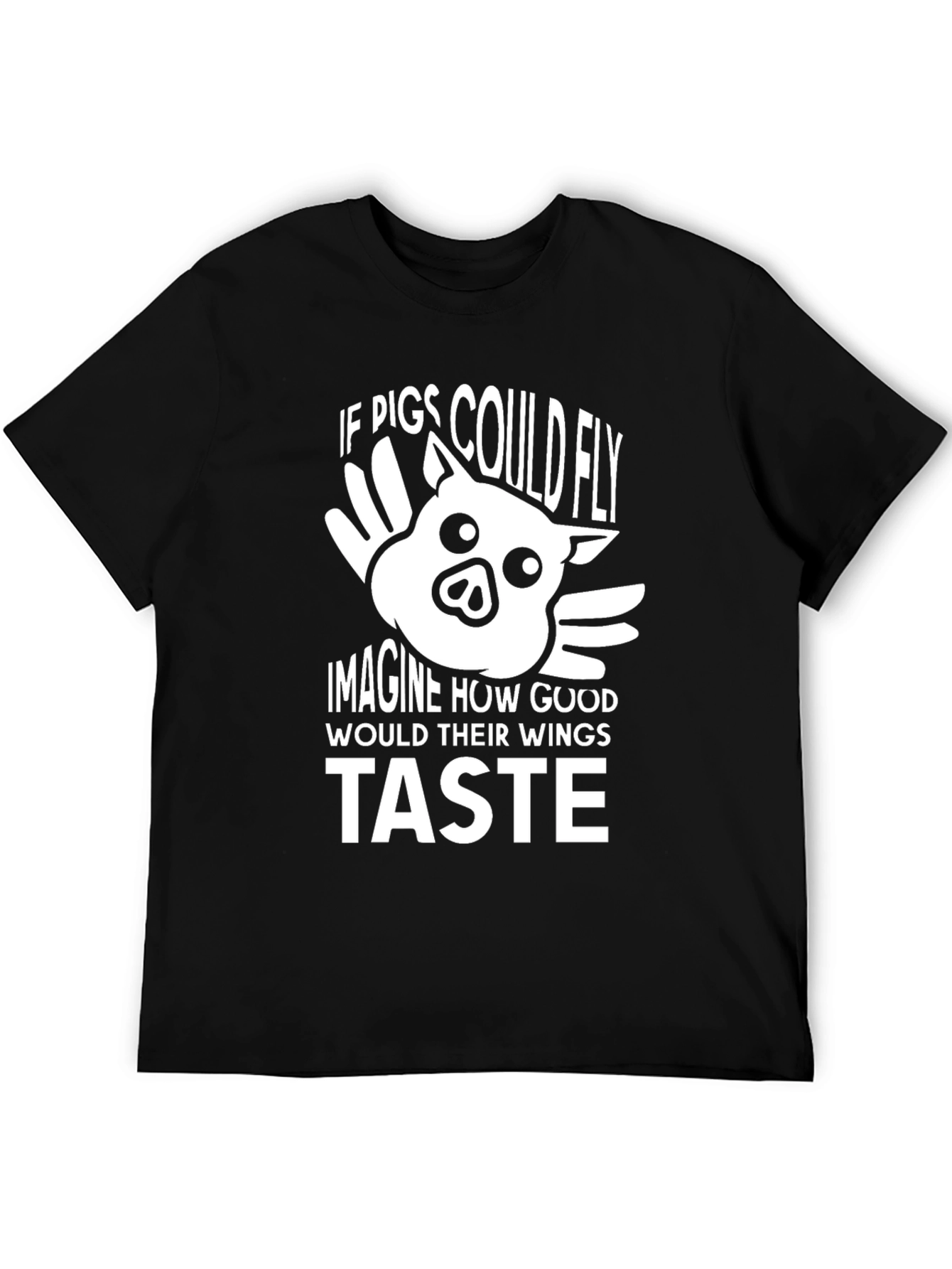 Funny Pig Wings Graphic T-Shirt - Unisex Black Tee