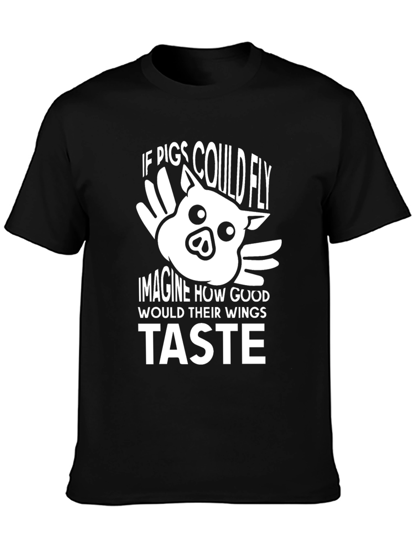 Funny Pig Wings Graphic T-Shirt - Unisex Black Tee