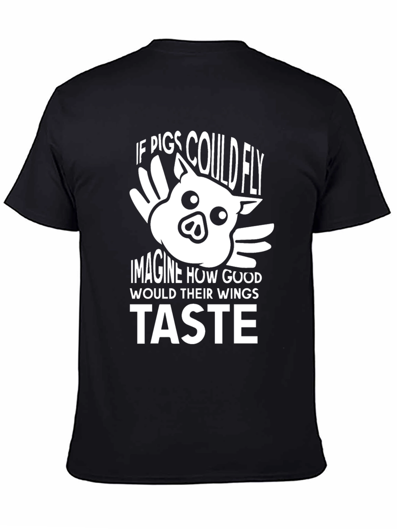 Funny Pig Wings Graphic T-Shirt - Unisex Black Tee
