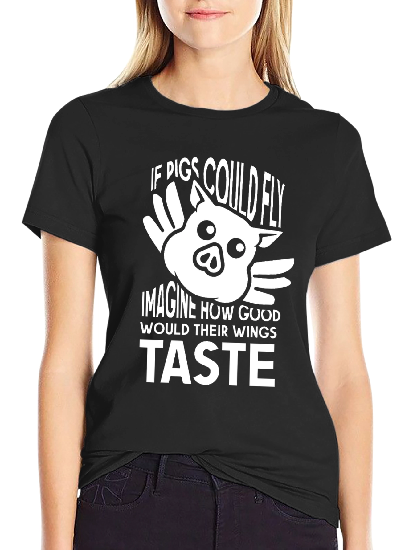 Funny Pig Wings Graphic T-Shirt - Unisex Black Tee