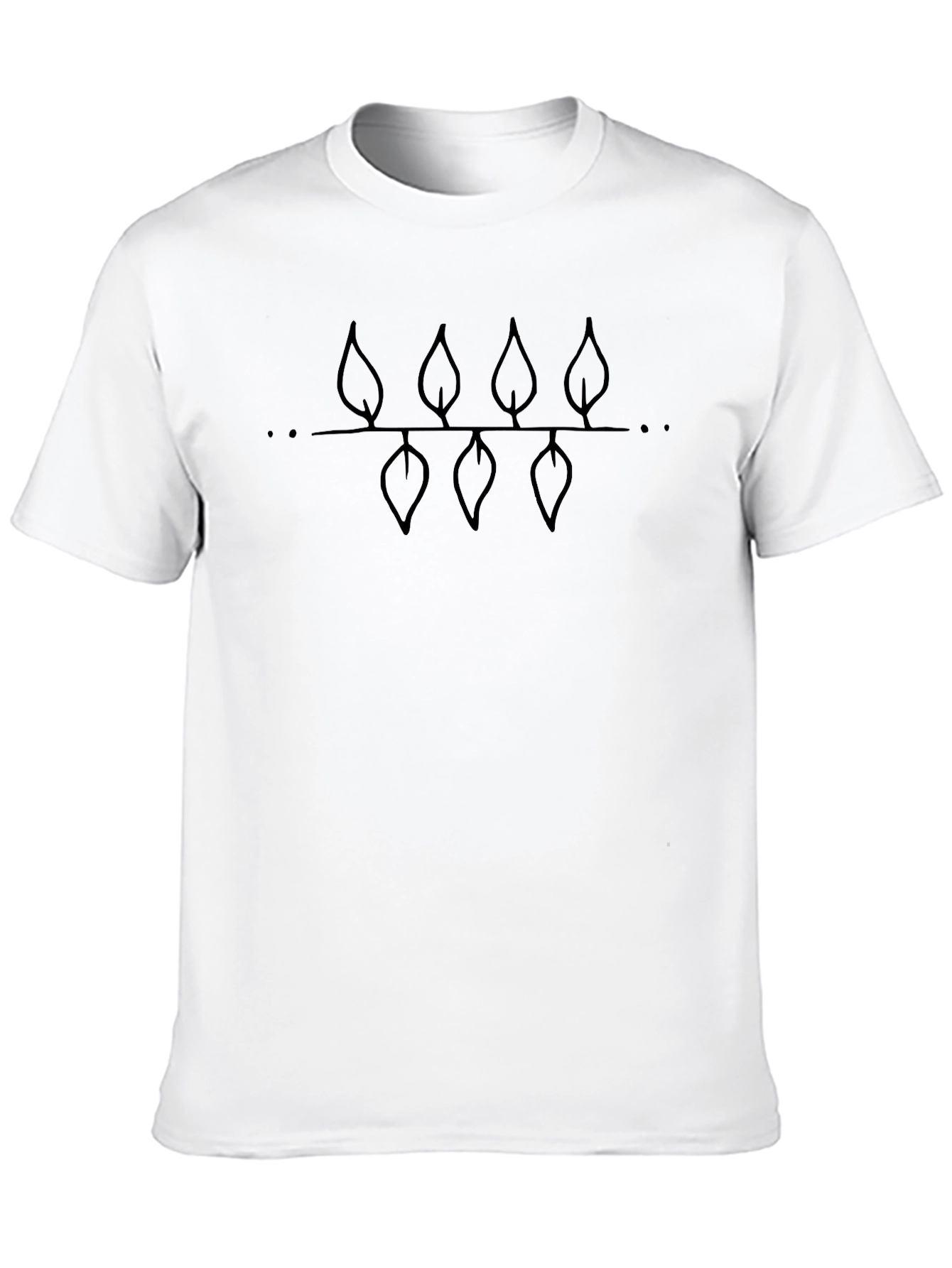 Minimalist Leaf Branch Graphic Tee - Black
