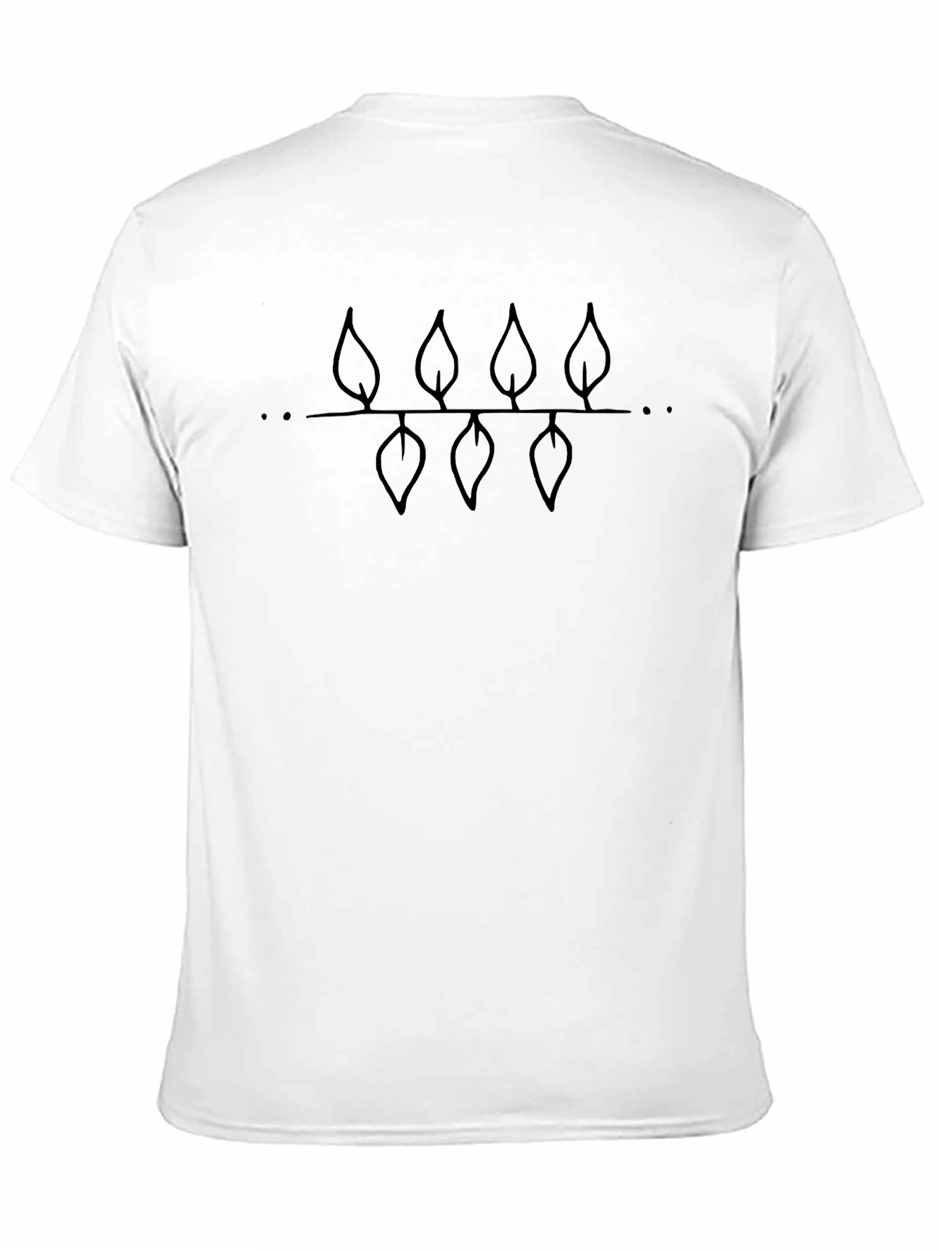 Minimalist Leaf Branch Graphic Tee - Black