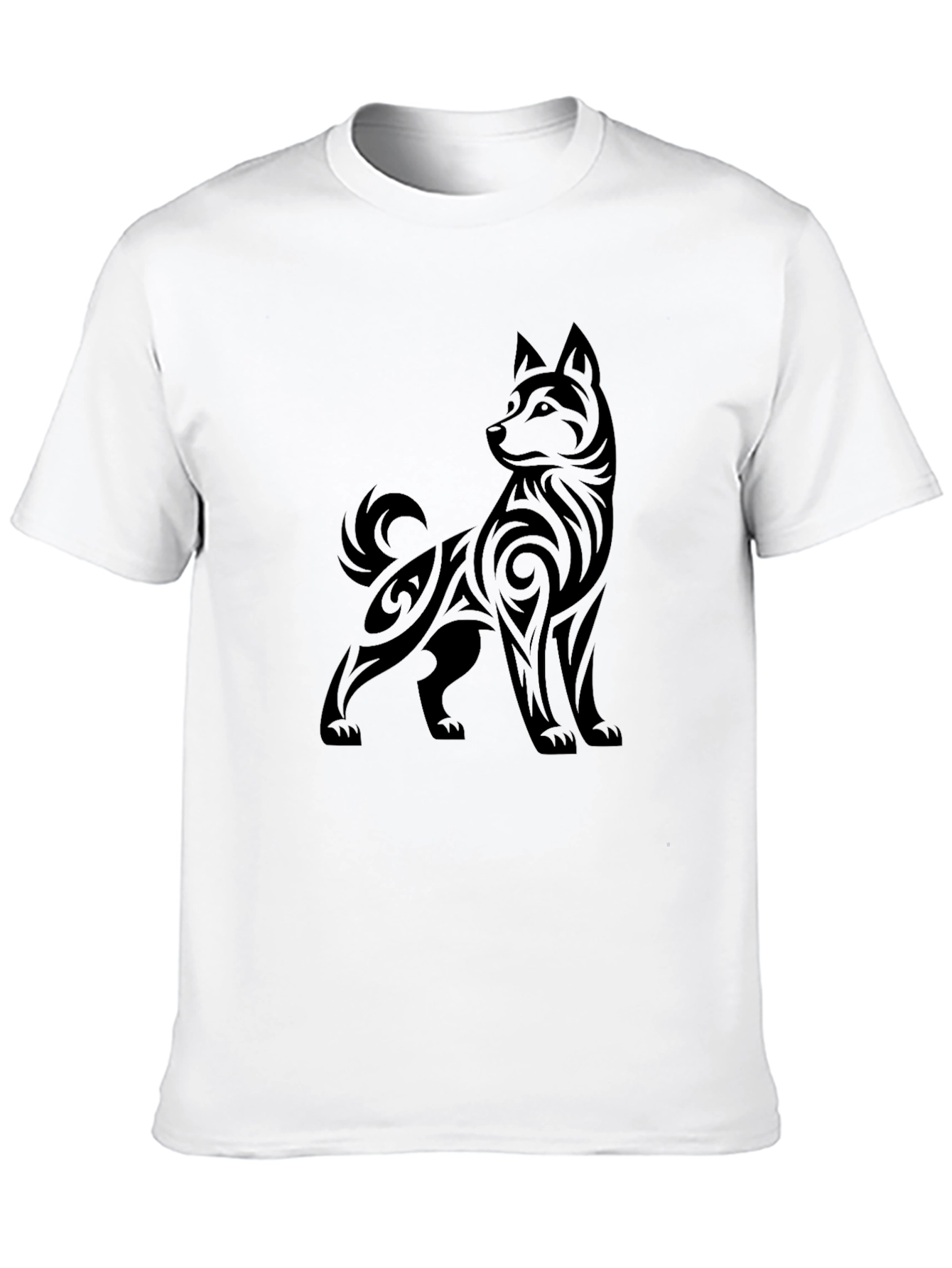 Tribal Dog Graphic Black T-Shirt
