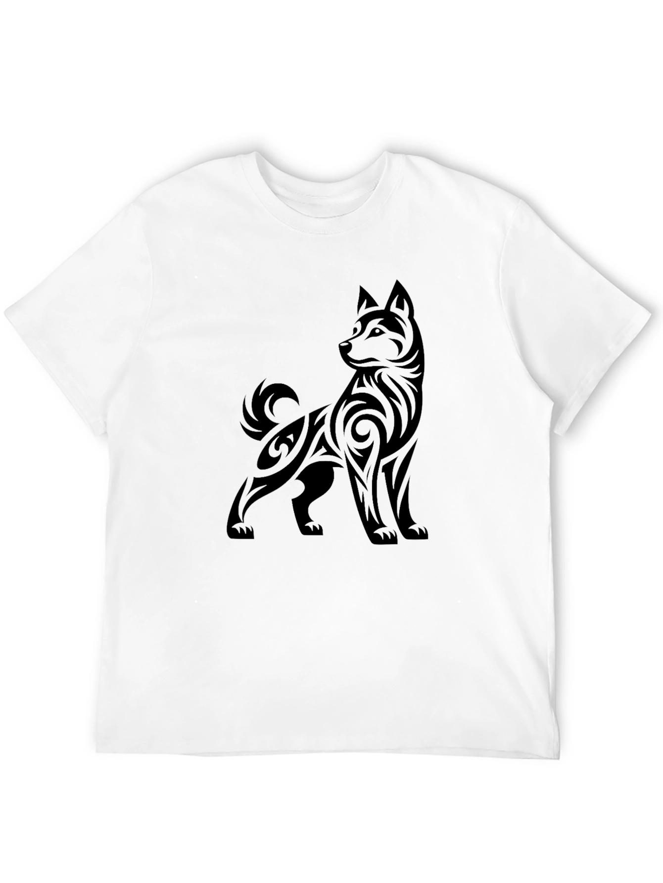 Tribal Dog Graphic Black T-Shirt