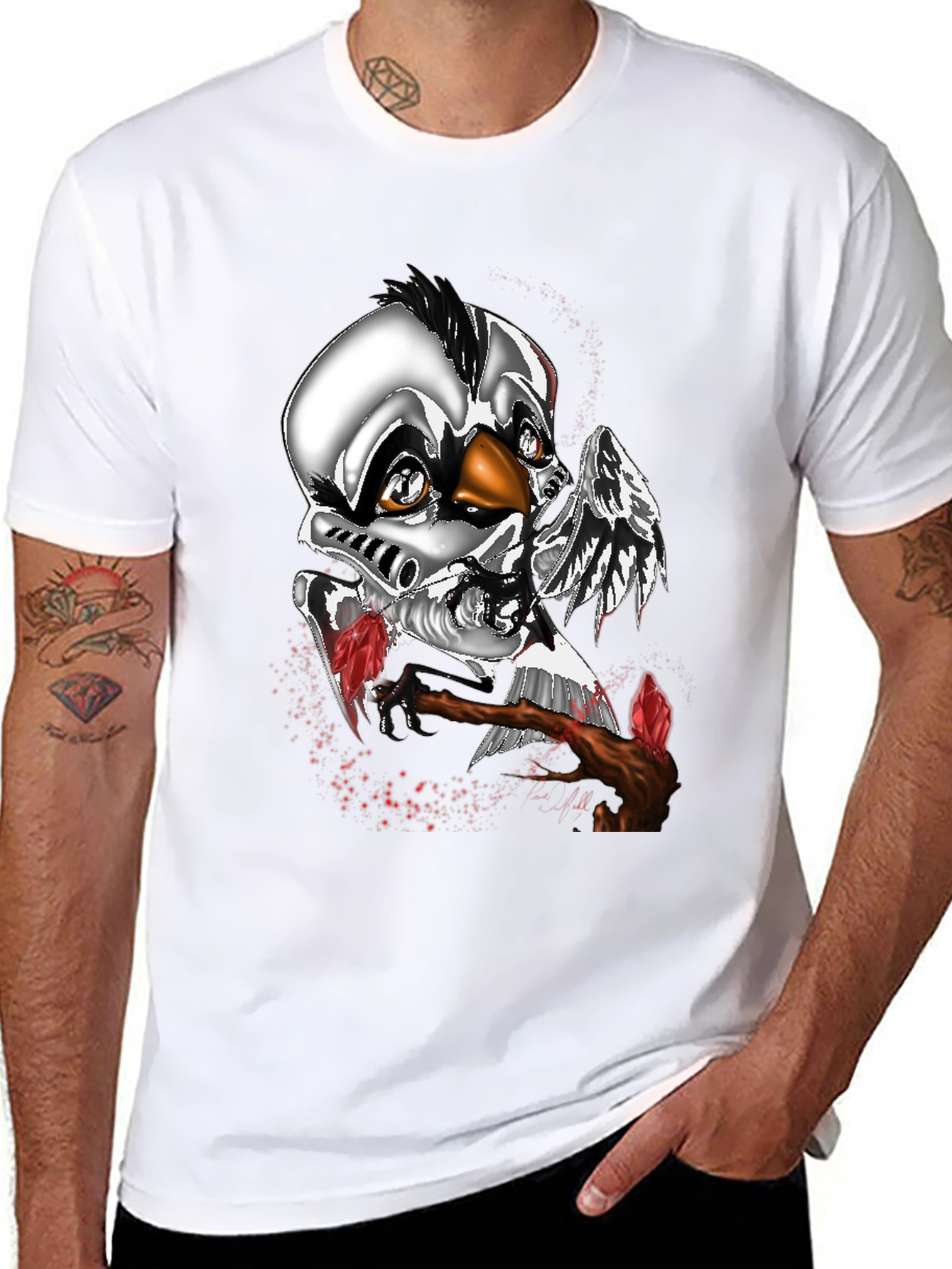 Metallic Cyborg Chicken T-Shirt