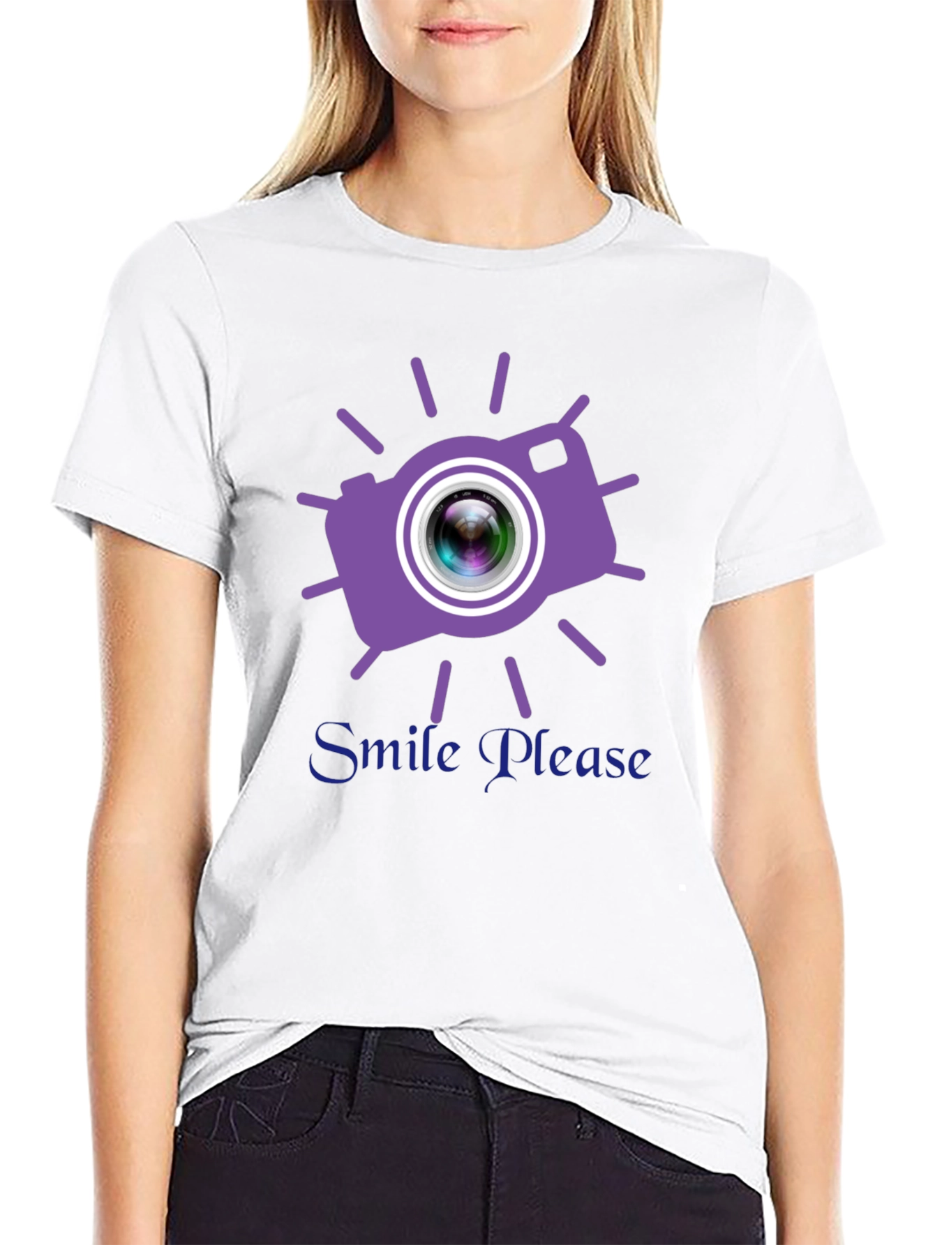 Smile Please Camera Graphic T-Shirt